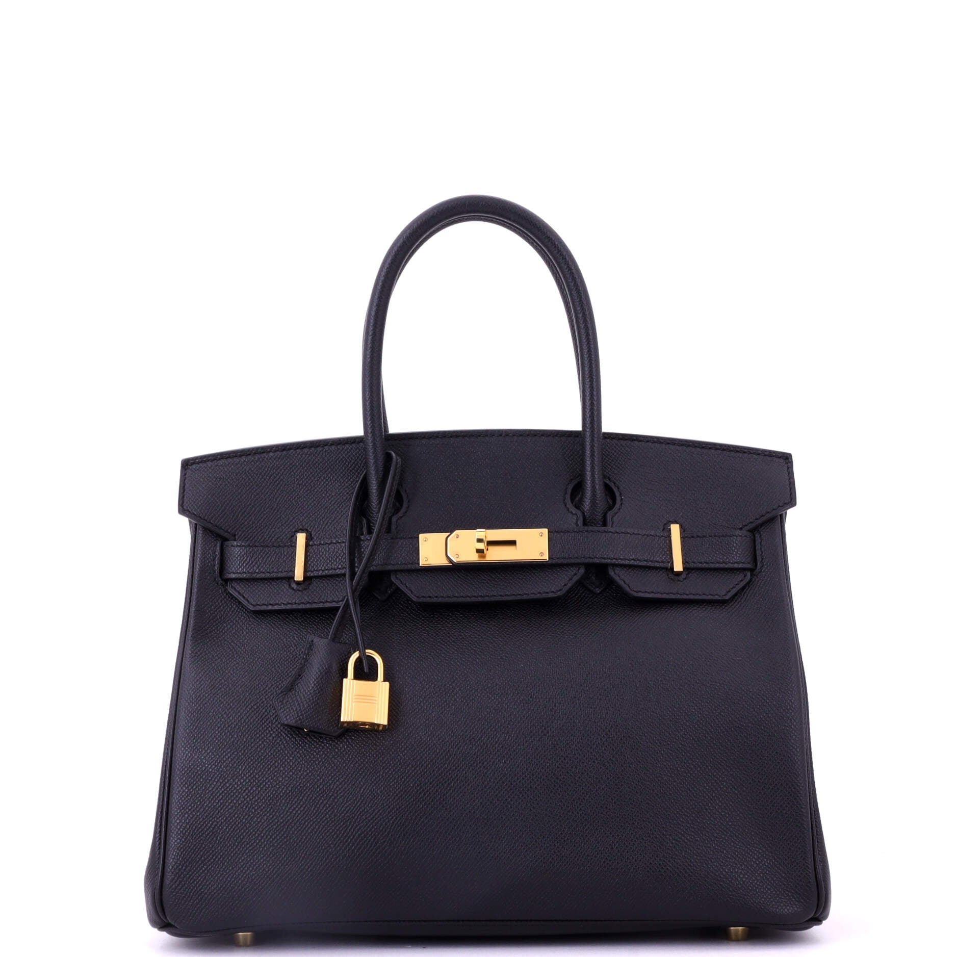 Hermes Birkin Handbag Noir Epsom with Gold Hardware 30