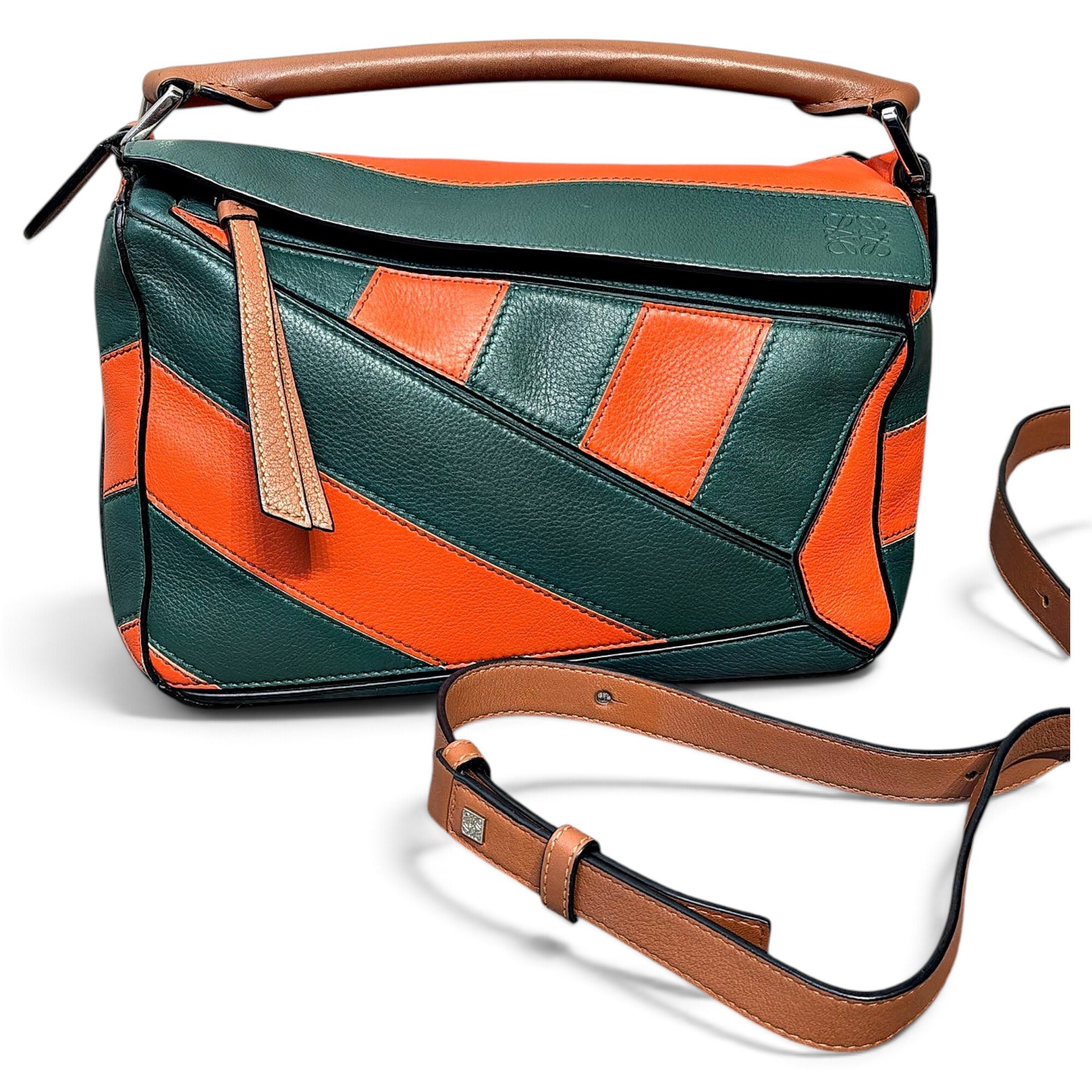 Puzzle leather handbag