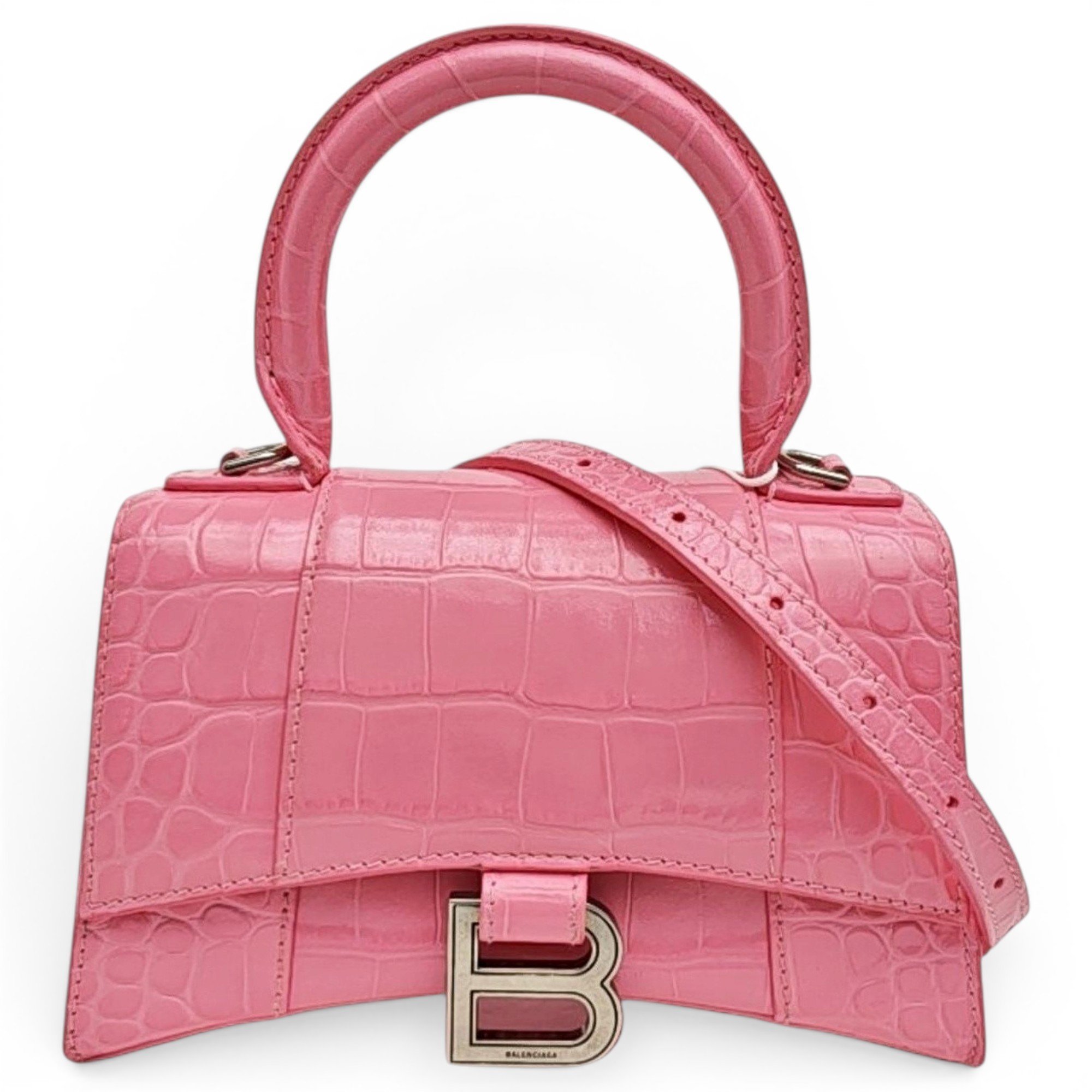 Hourglass leather handbag