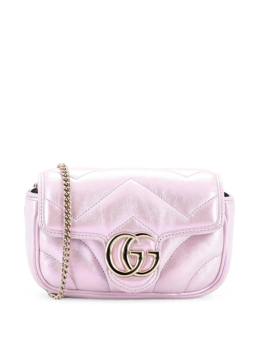 GG Marmont Flap Bag Chevron Iridescent Leather Super Mini crossbody bag