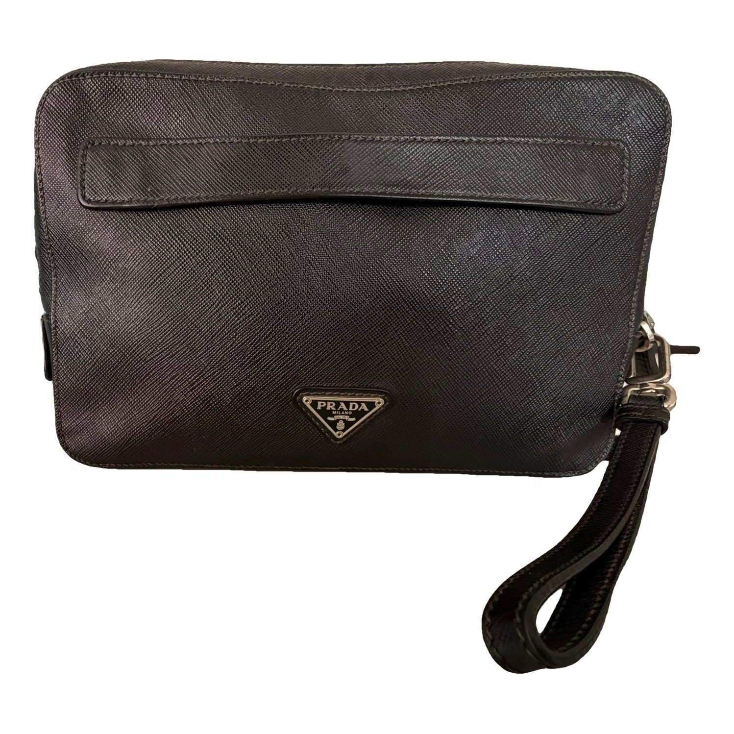 Leather clutch bag
