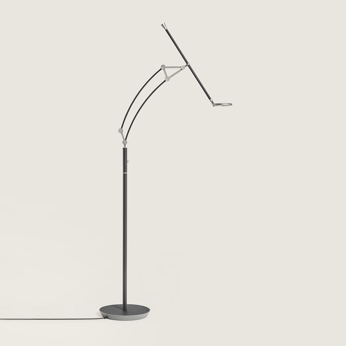 Graphite Pantographe Reading Floor Lamp With Led Ring