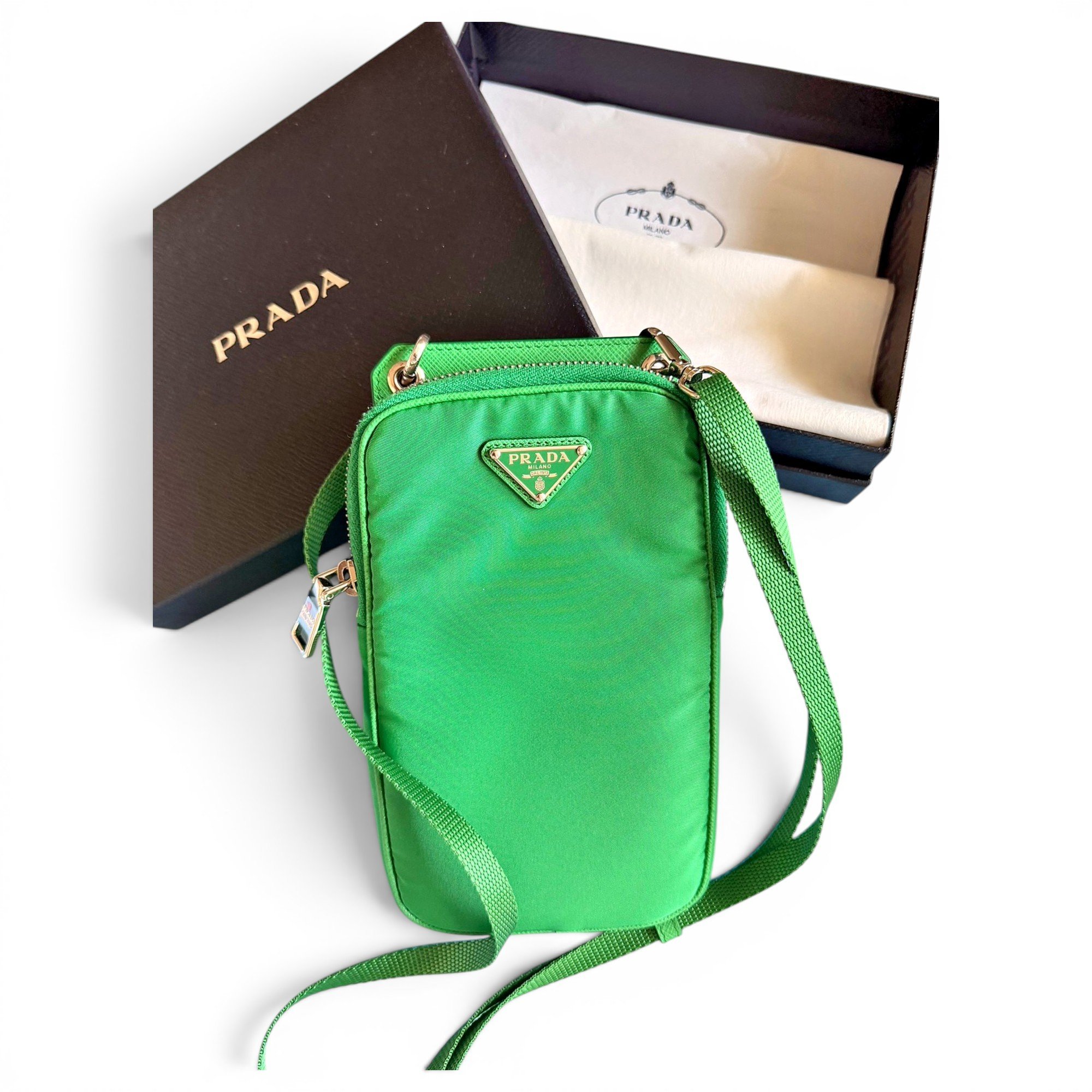 Re-Nylon leather crossbody bag