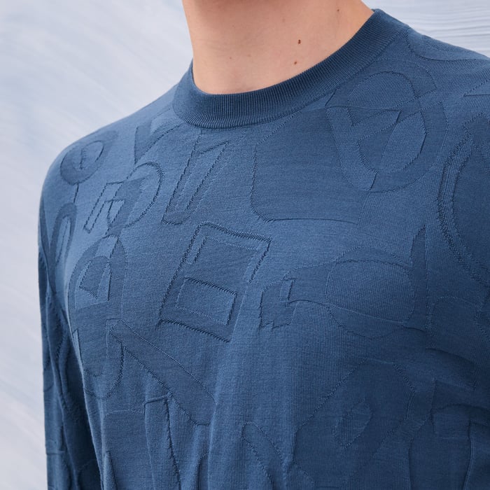 Bleu Turquin "Fragments Equestres" Crewneck Sweater