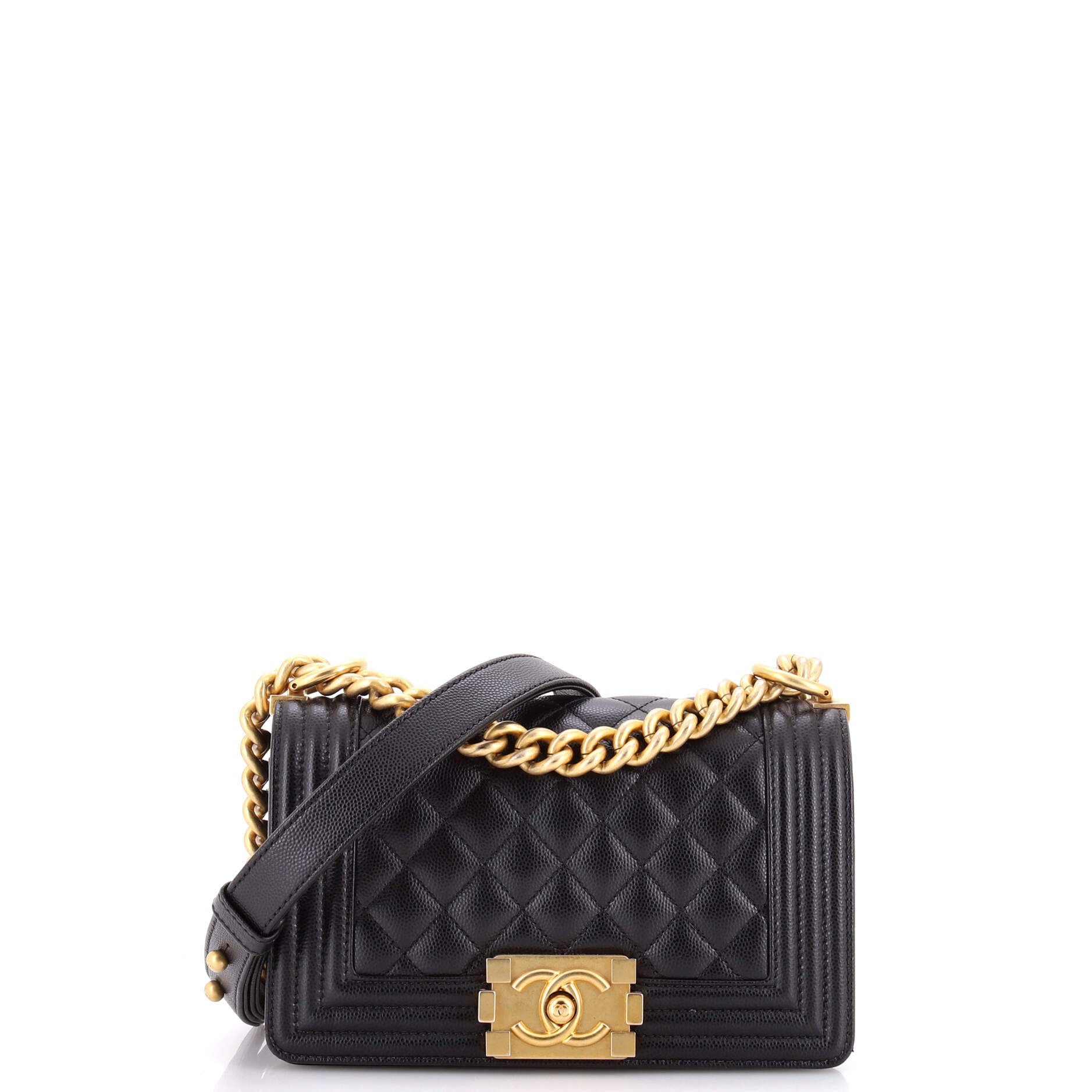 Boy Flap Bag Quilted Caviar Small