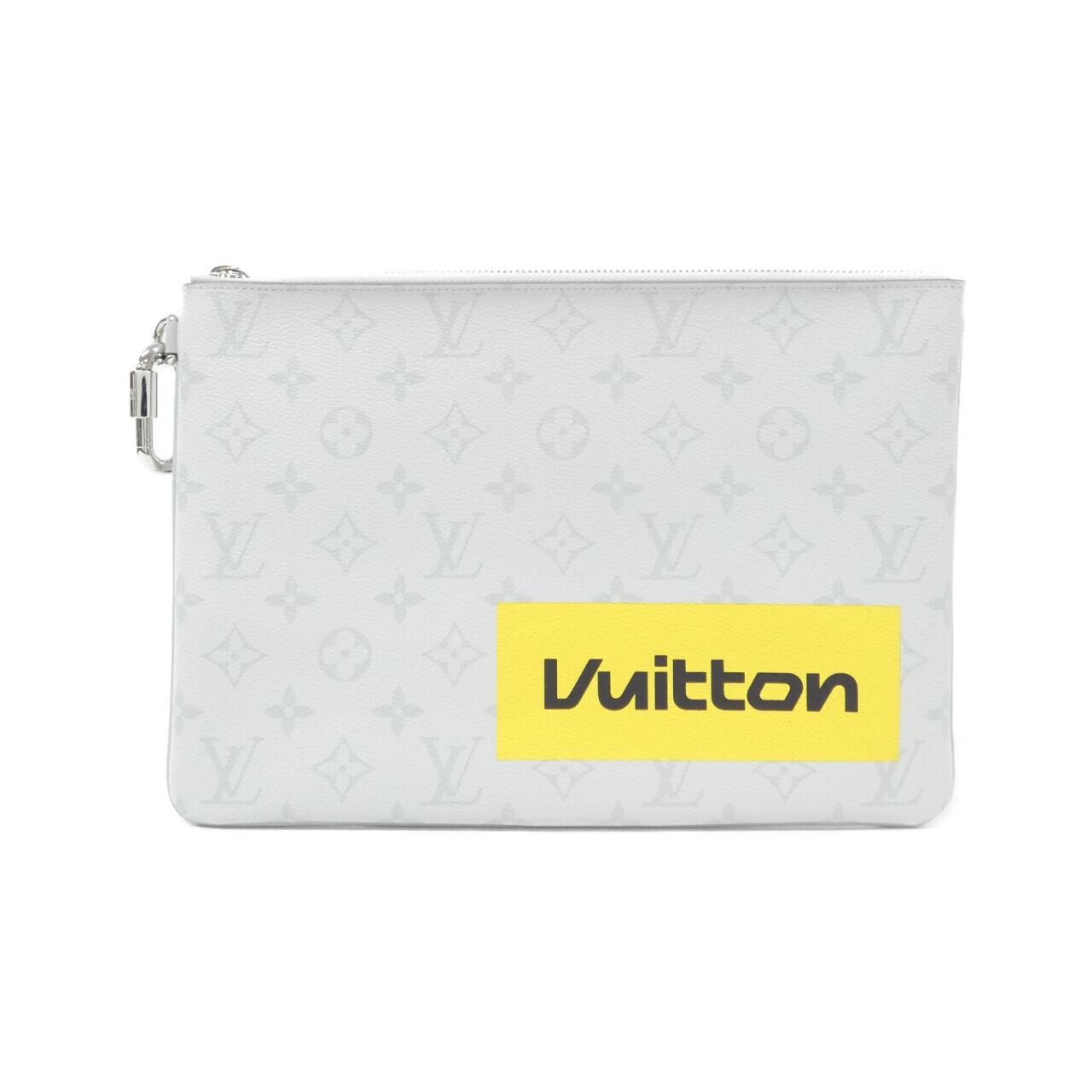 Louis Vuitton White Monogram Logo Zipped Pouch GM M68310 Pouch