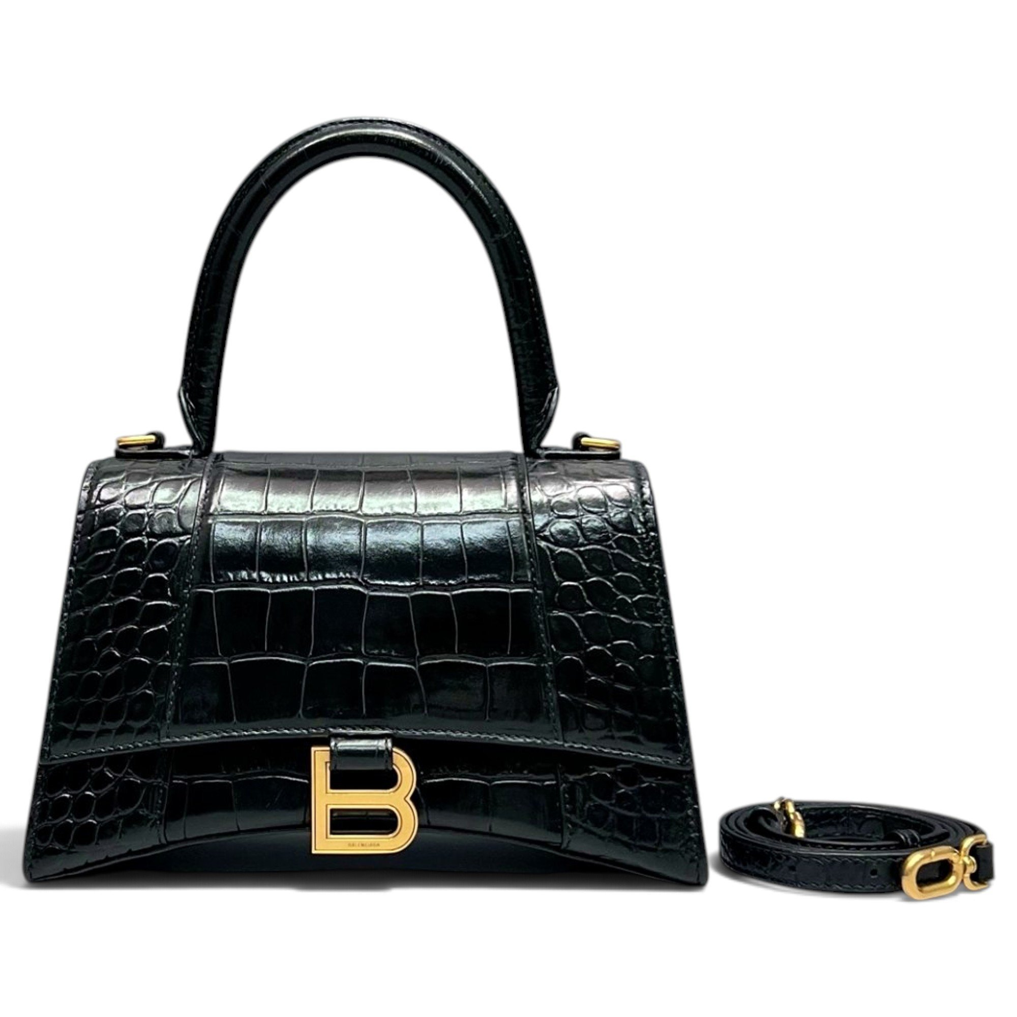 Hourglass leather handbag