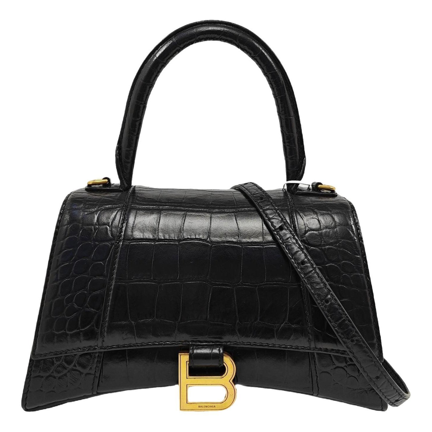 Hourglass leather handbag
