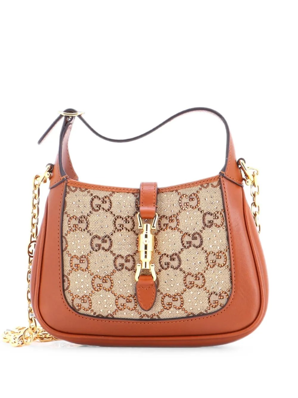 Jackie 1961 Chain Crystal Embellished GG Canvas Mini hobo bag
