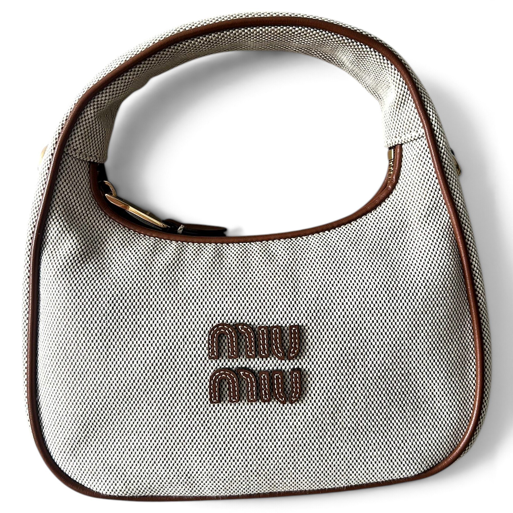Miu Wander linen crossbody bag