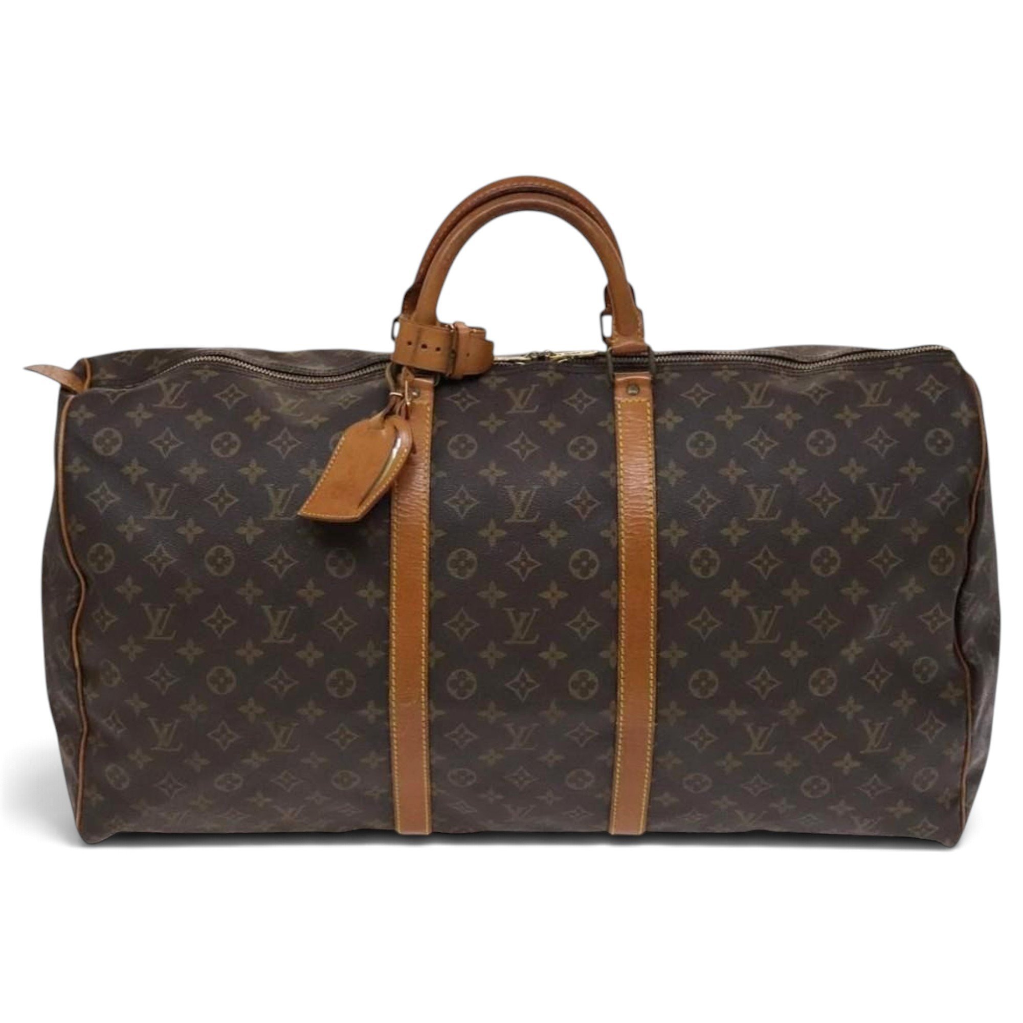 Louis Vuitton Keepall leather travel bag