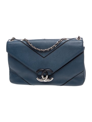 Large Macro Chevron Flap Bag