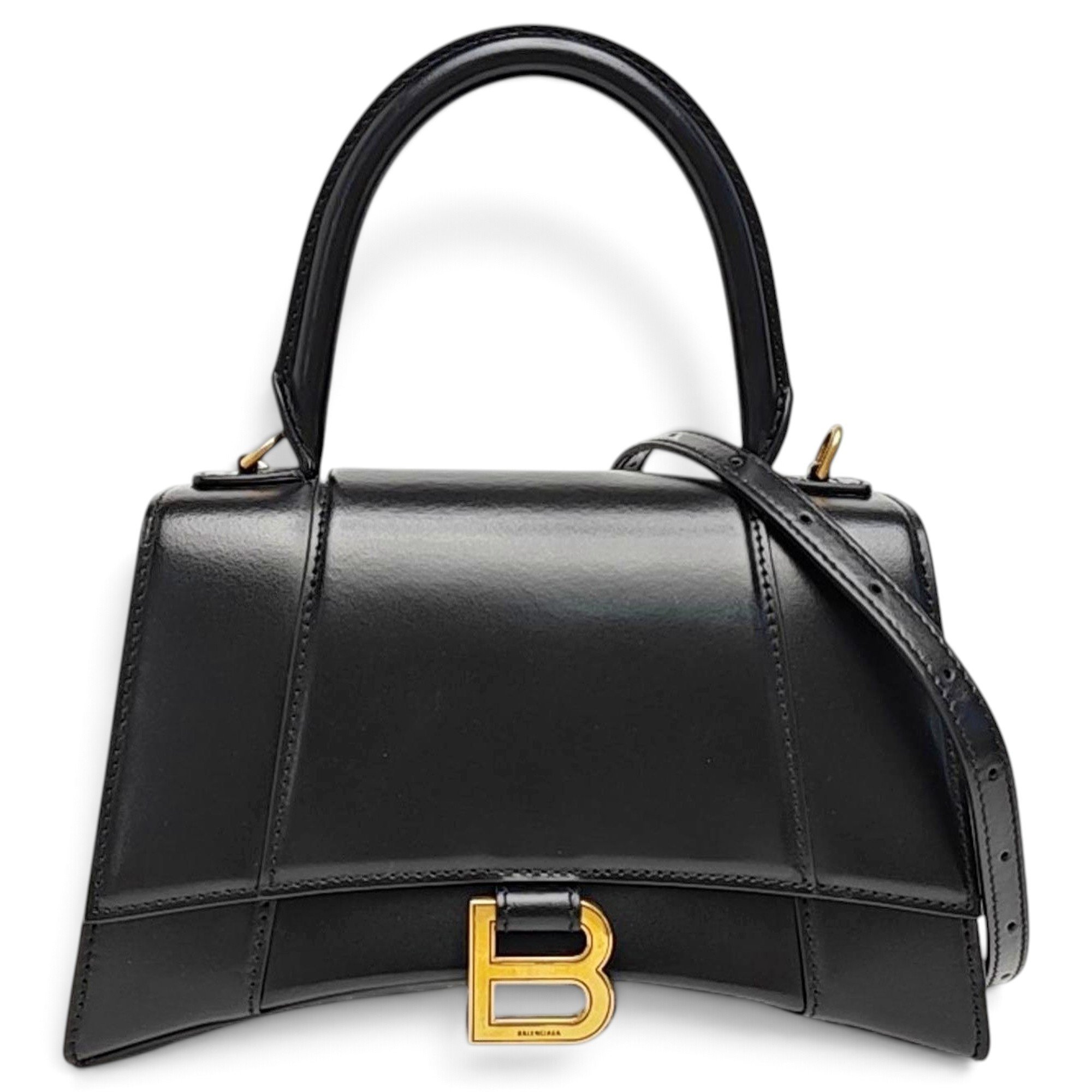 Hourglass leather handbag