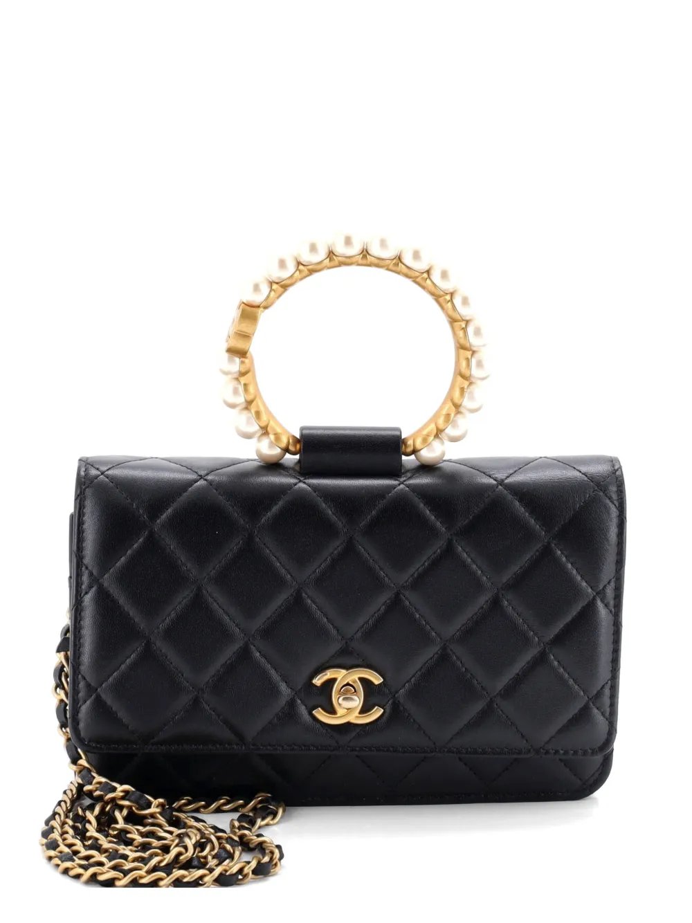 Pearl Crown Wallet on Chain Quilted Lambskin satchel