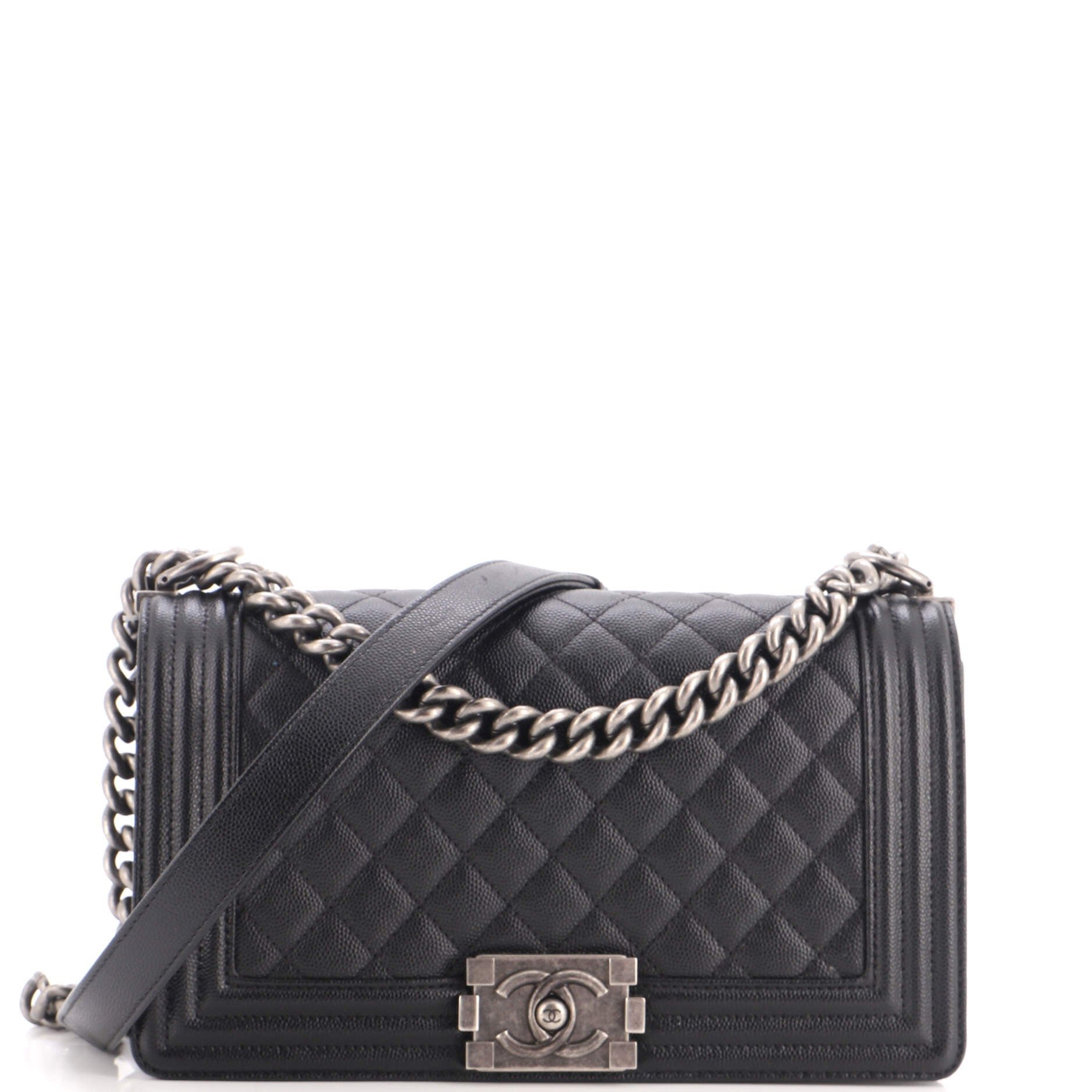Boy Flap Bag Quilted Caviar Old Medium