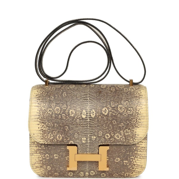 Pre-owned Hermes Constance 18 Ombre Varanus Salvator Lizard Gold Hardware