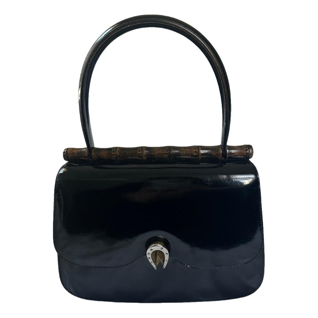 Vintage Bamboo patent leather handbag