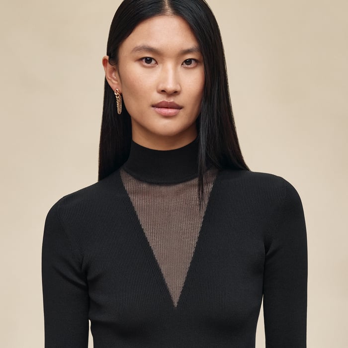 Noir Cashmere Long-sleeve Sweater