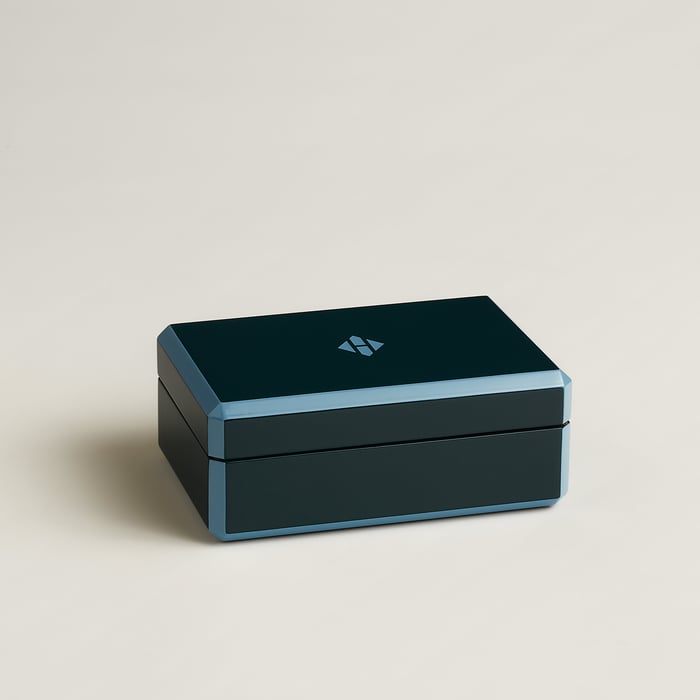 Bleu Grands Fonds Facettes H Tissage Poker Card Box