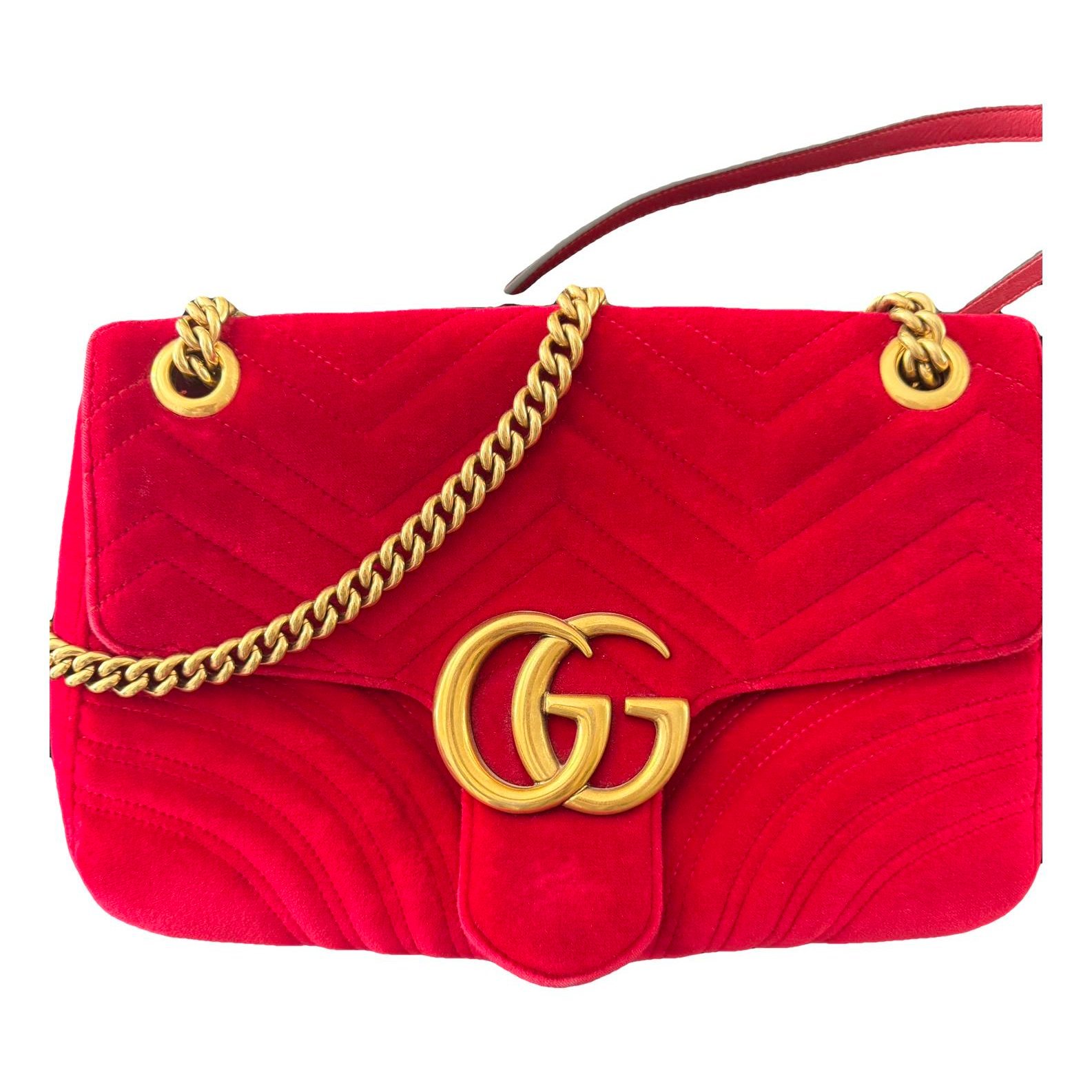 GG Marmont Chain Flap velvet bag