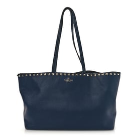 Valentino Garavani Grained Calfskin Small Rockstud Shoulder Tote Marine