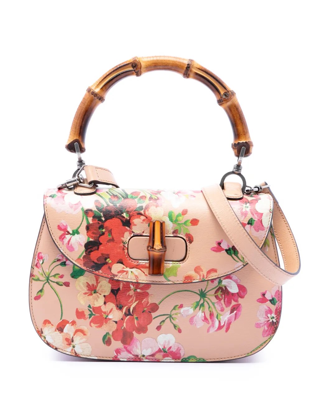 2016-2026 Medium Calfskin Blooms Bamboo Top Handle Bag satchel
