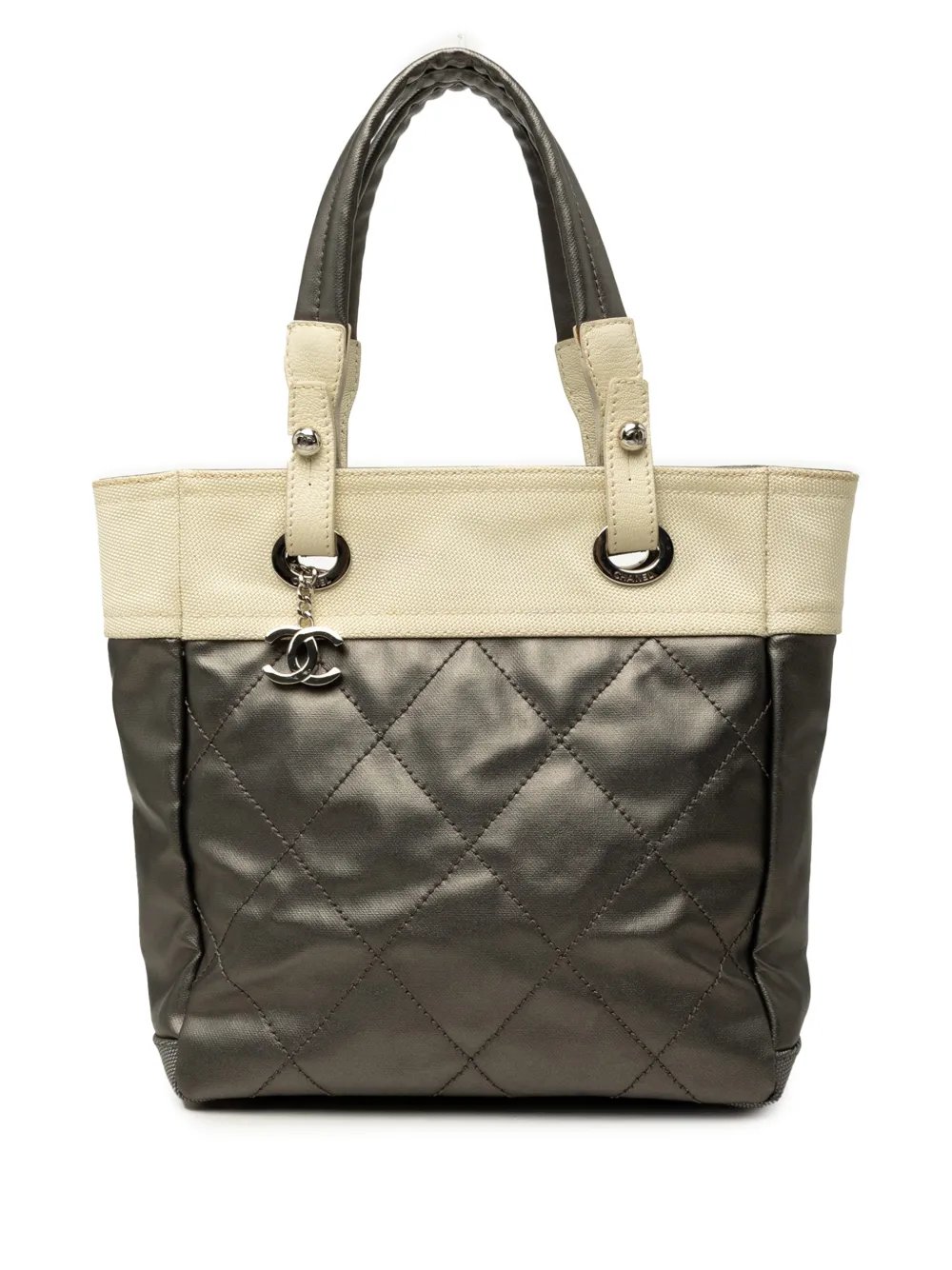2006-2008 Small Bicolor Quilted Coated Canvas Paris Biarritz tote bag