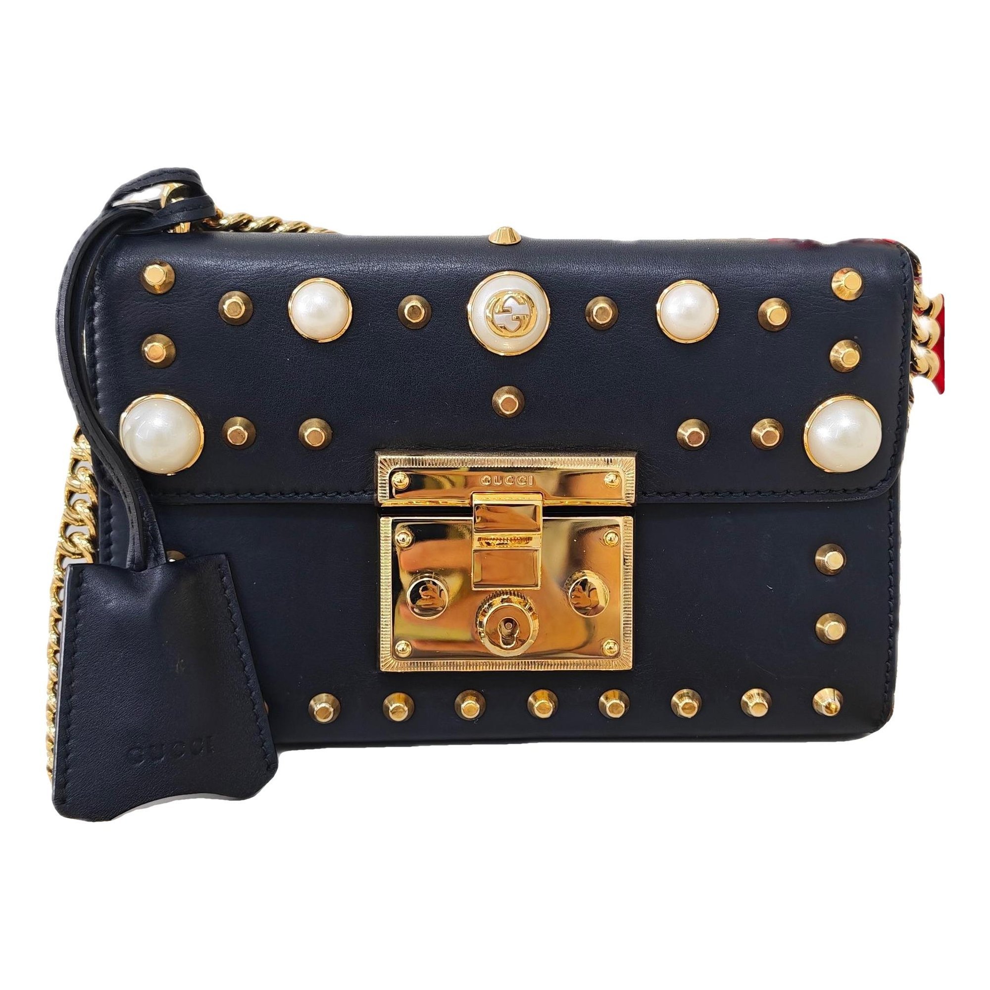 Padlock leather handbag