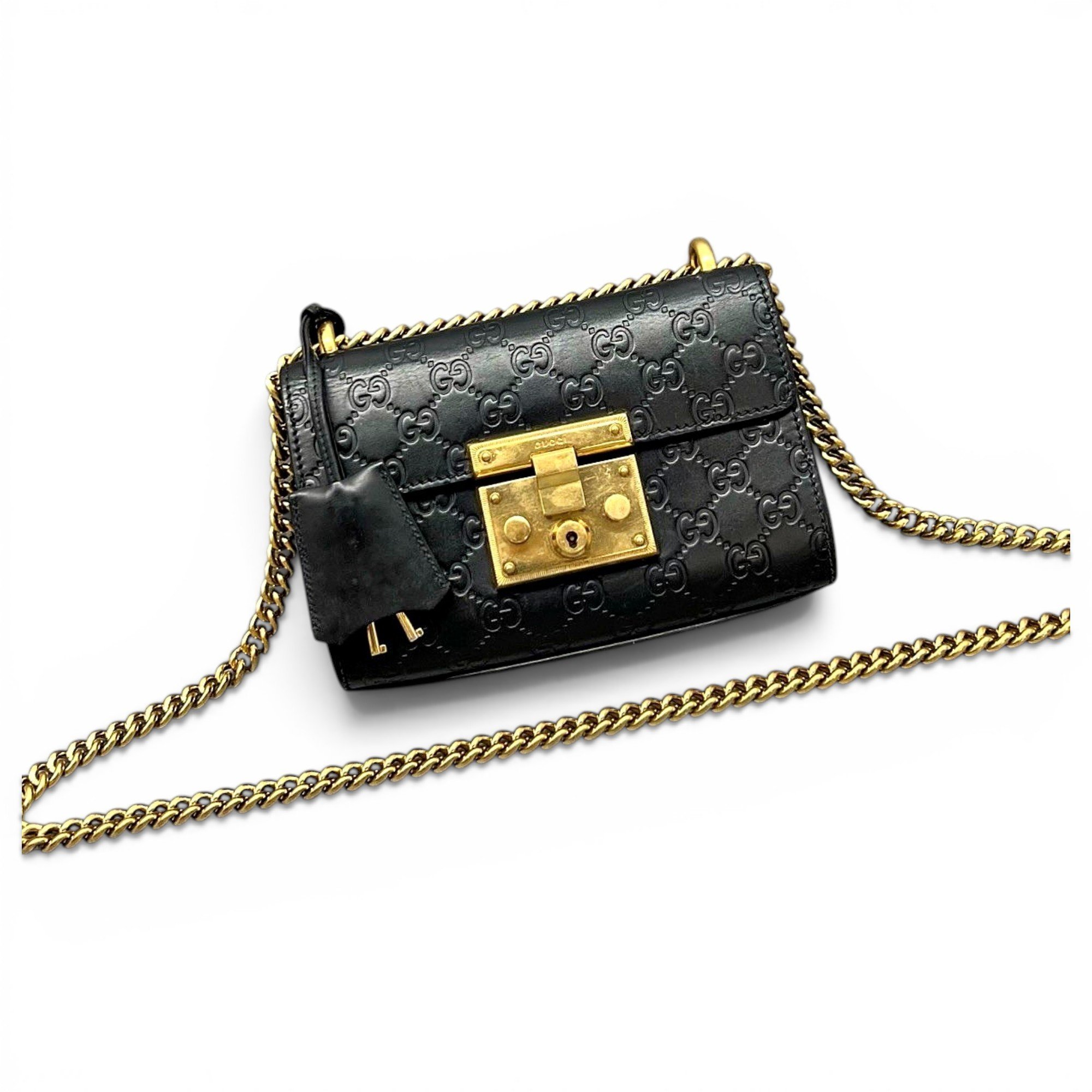 Padlock leather handbag