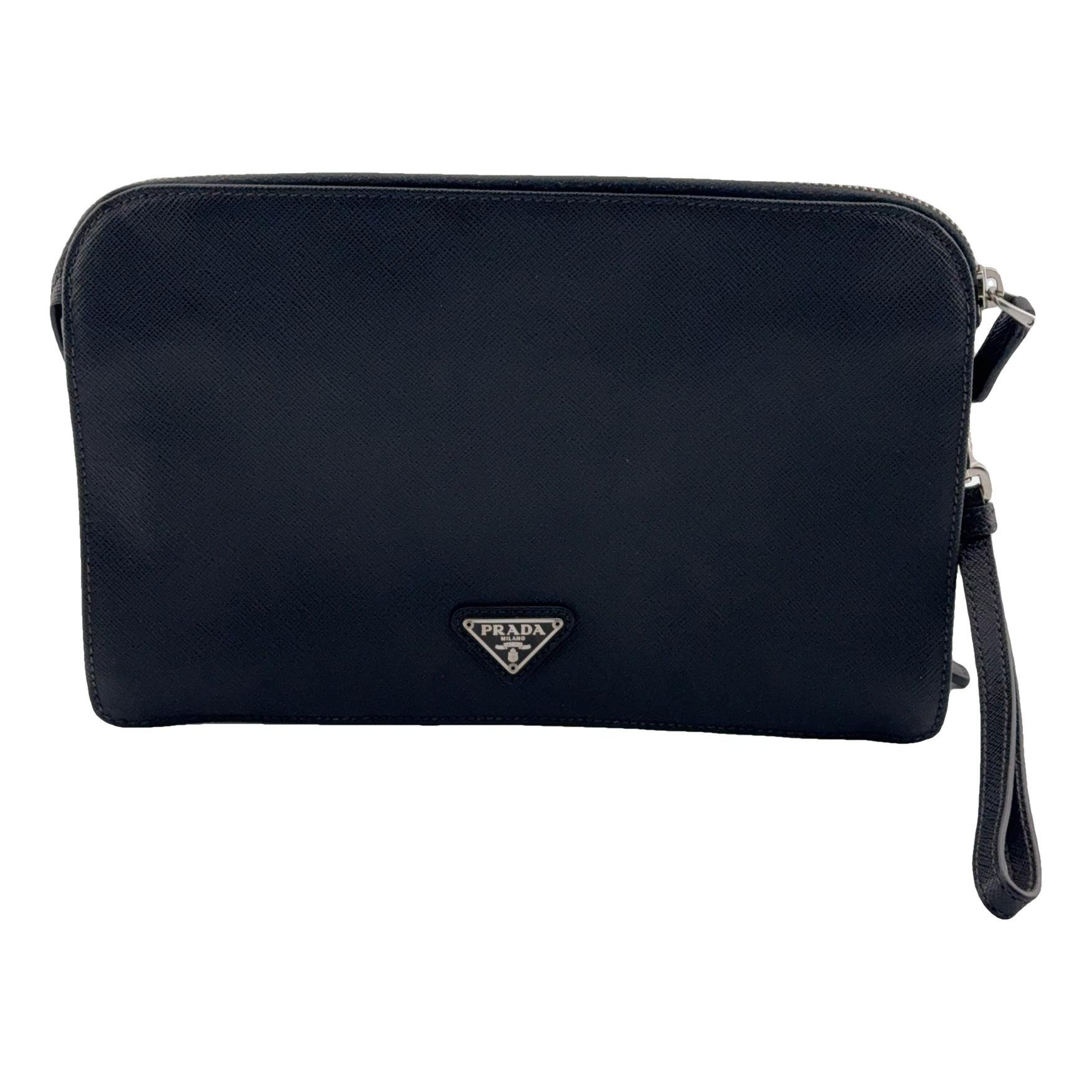 Leather clutch bag