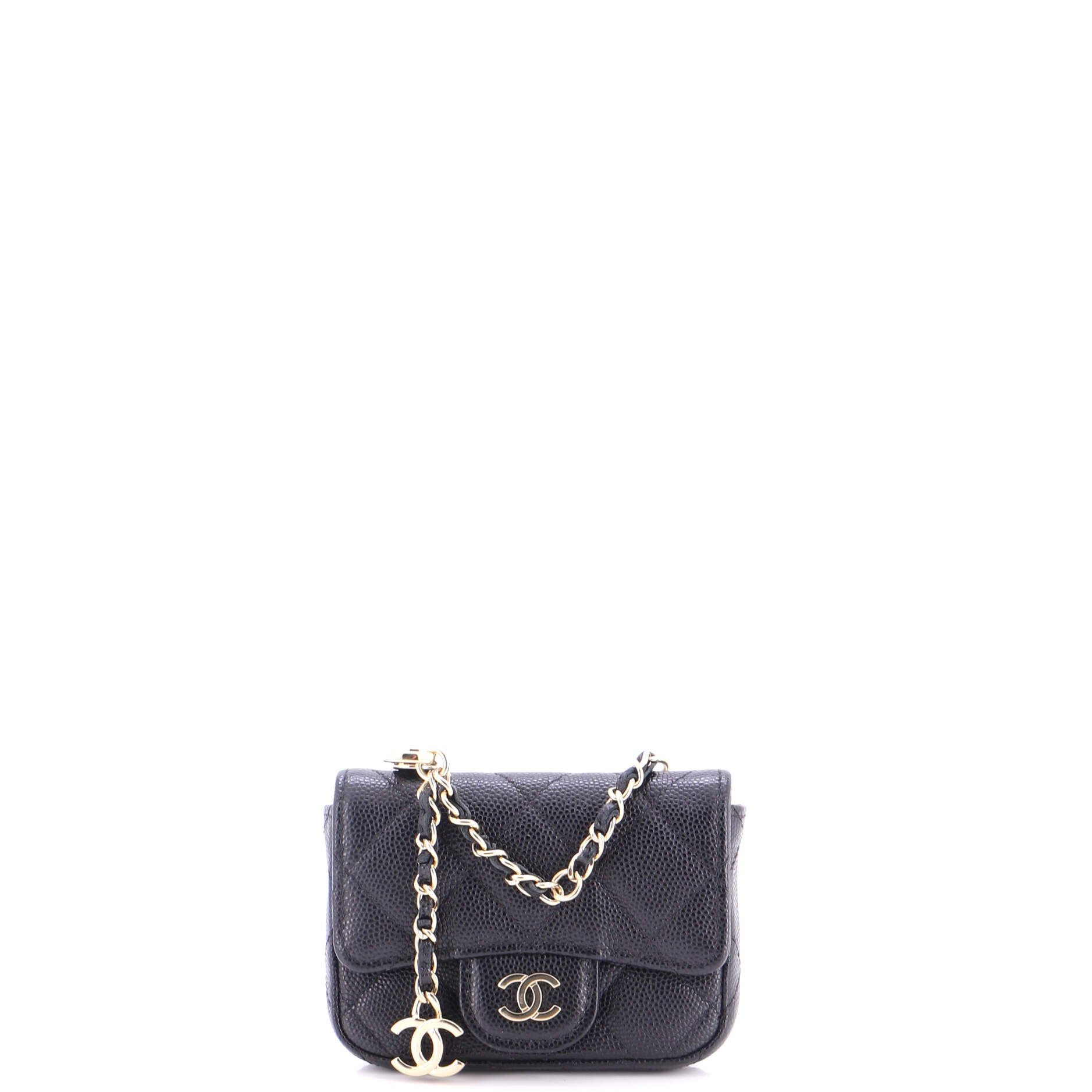Classic Flap Chain Belt Bag Quilted Caviar Mini