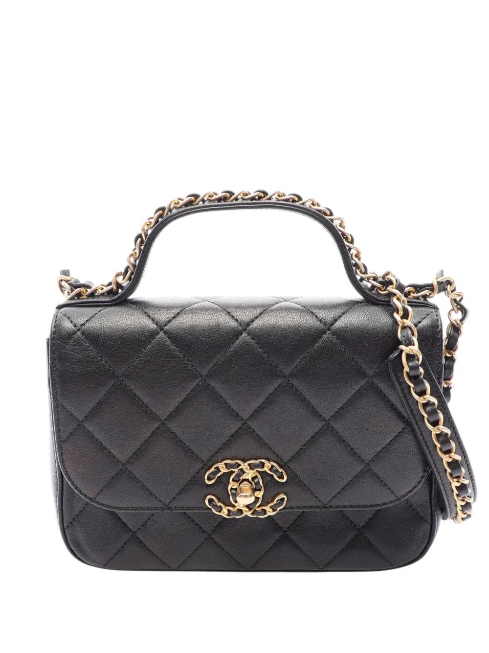 2019 Small Quilted Lambskin Chain Infinity Top Handle Bag satchel