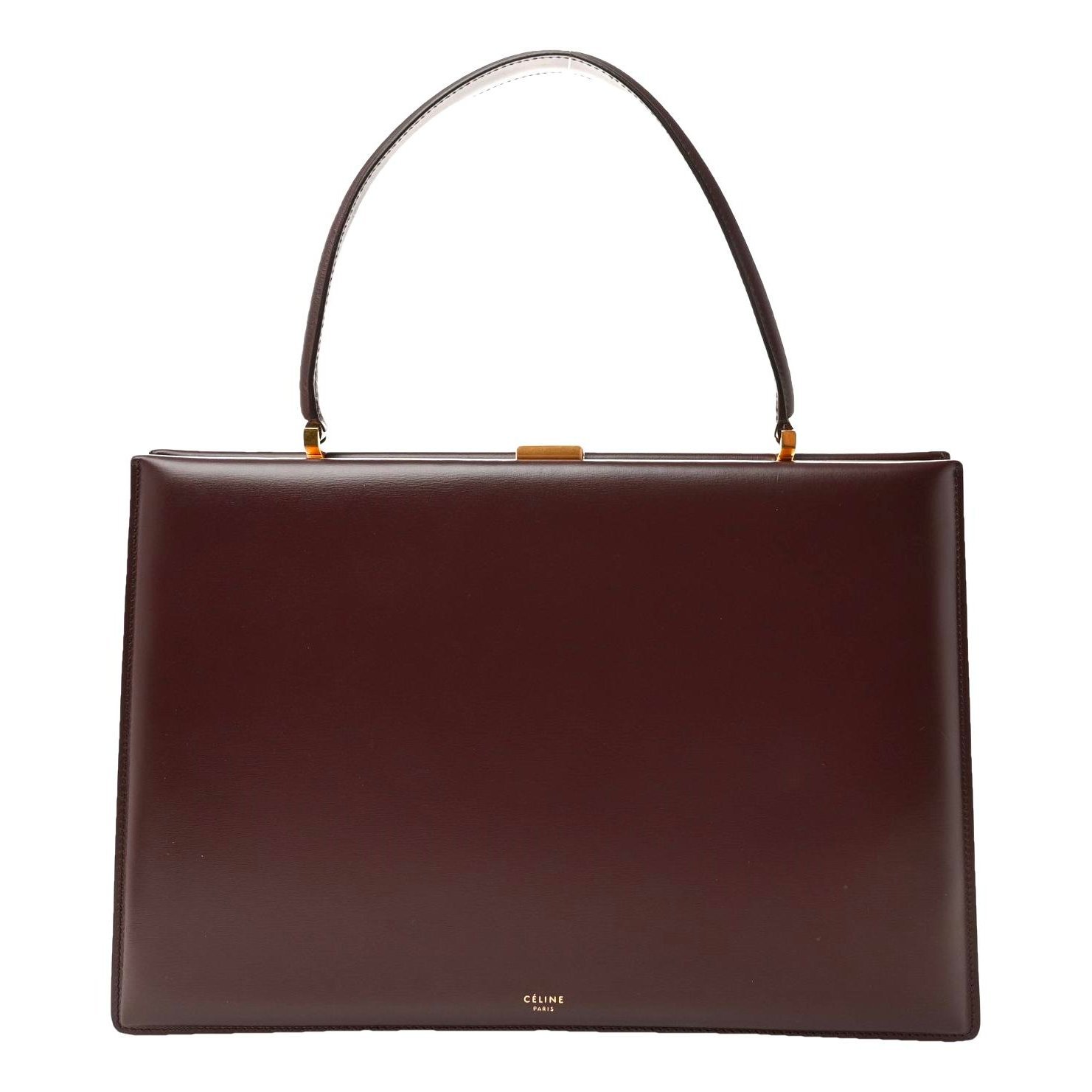 Clasp leather handbag