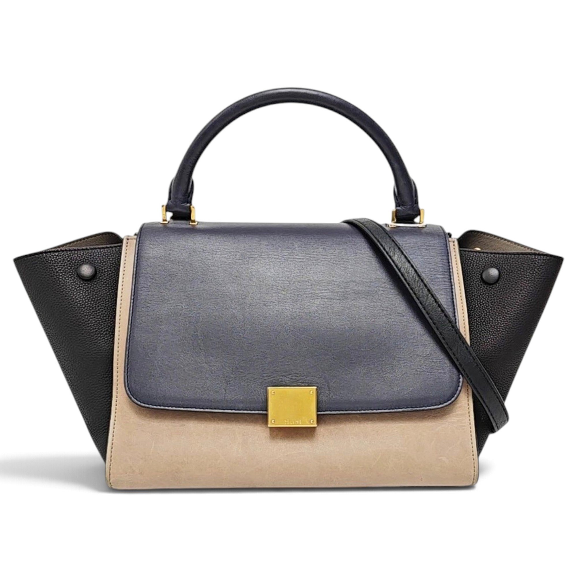 Trapèze leather handbag