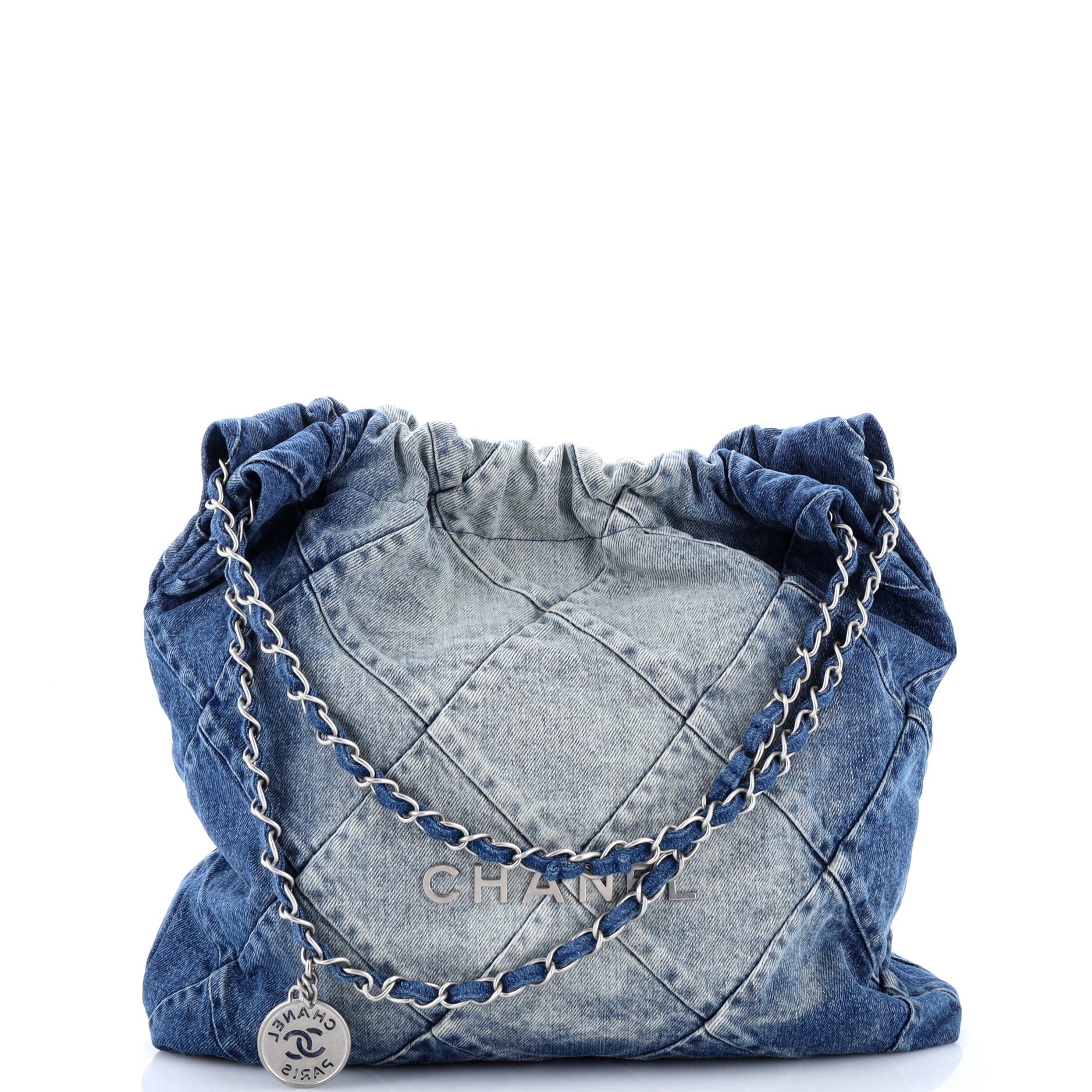 22 Chain Hobo Quilted Denim Medium