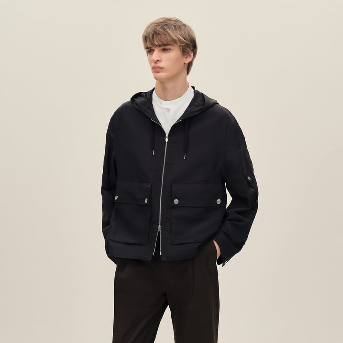 Noir Zipped Hooded Jacket