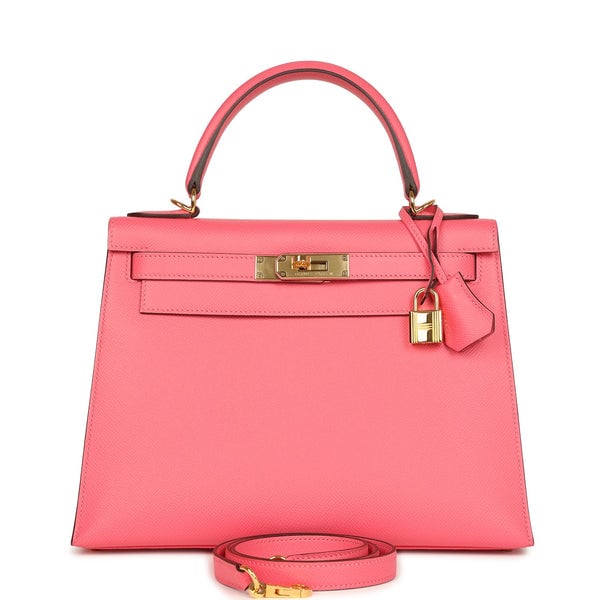 Hermes Pre-owned Hermes Kelly Sellier 28 Rose Lipstick Epsom Gold Hardware