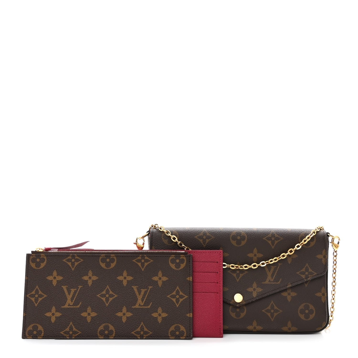 Louis Vuitton Monogram Pochette Felicie Chain Wallet Fuchsia