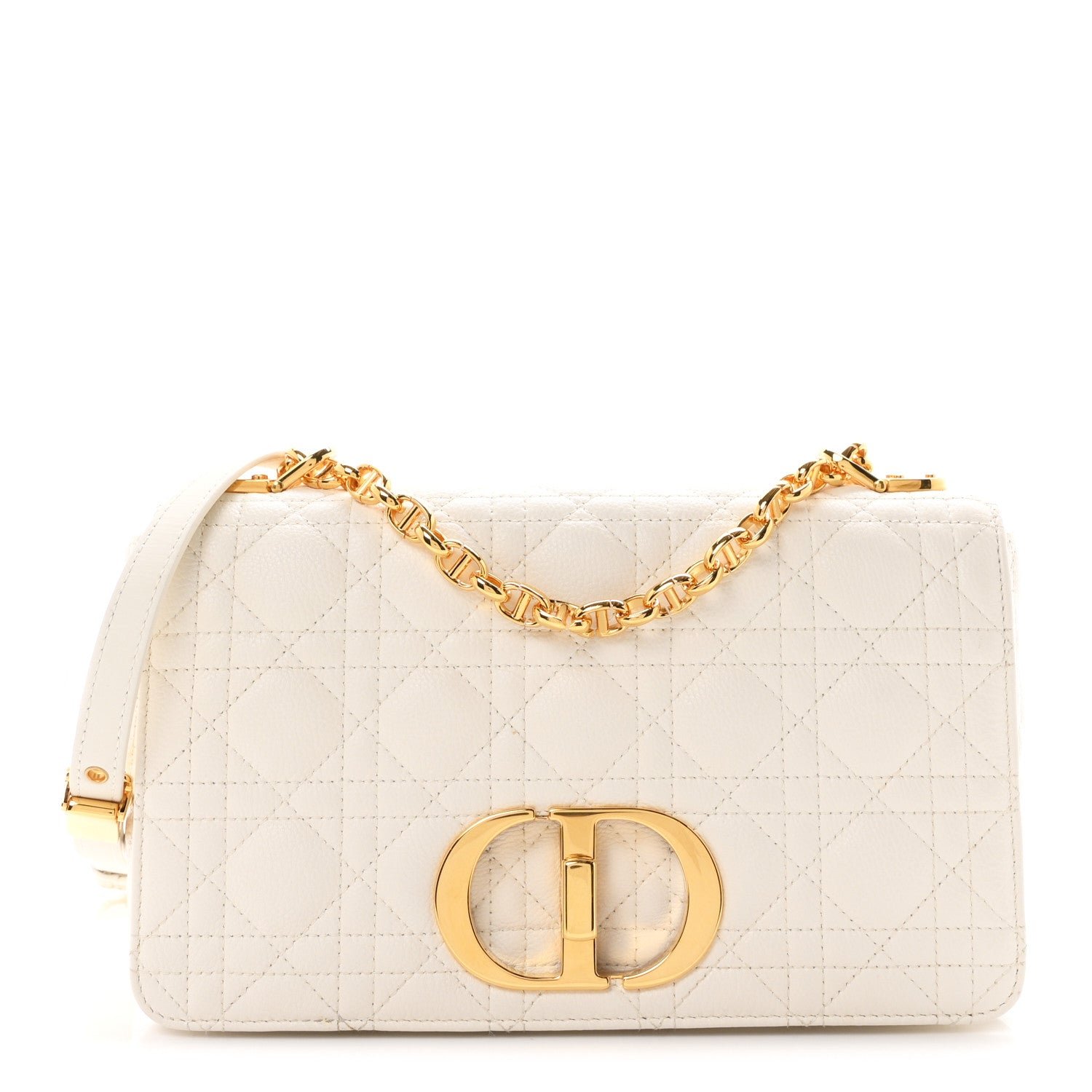 Christian Dior Supple Calfskin Cannage Medium Caro Bag Ivory