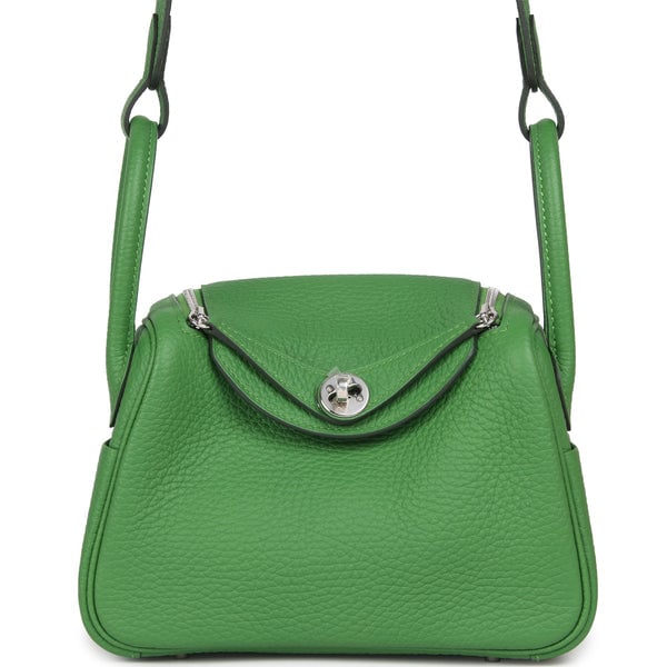 Hermes Mini Lindy II Vert Yucca Clemence Palladium Hardware