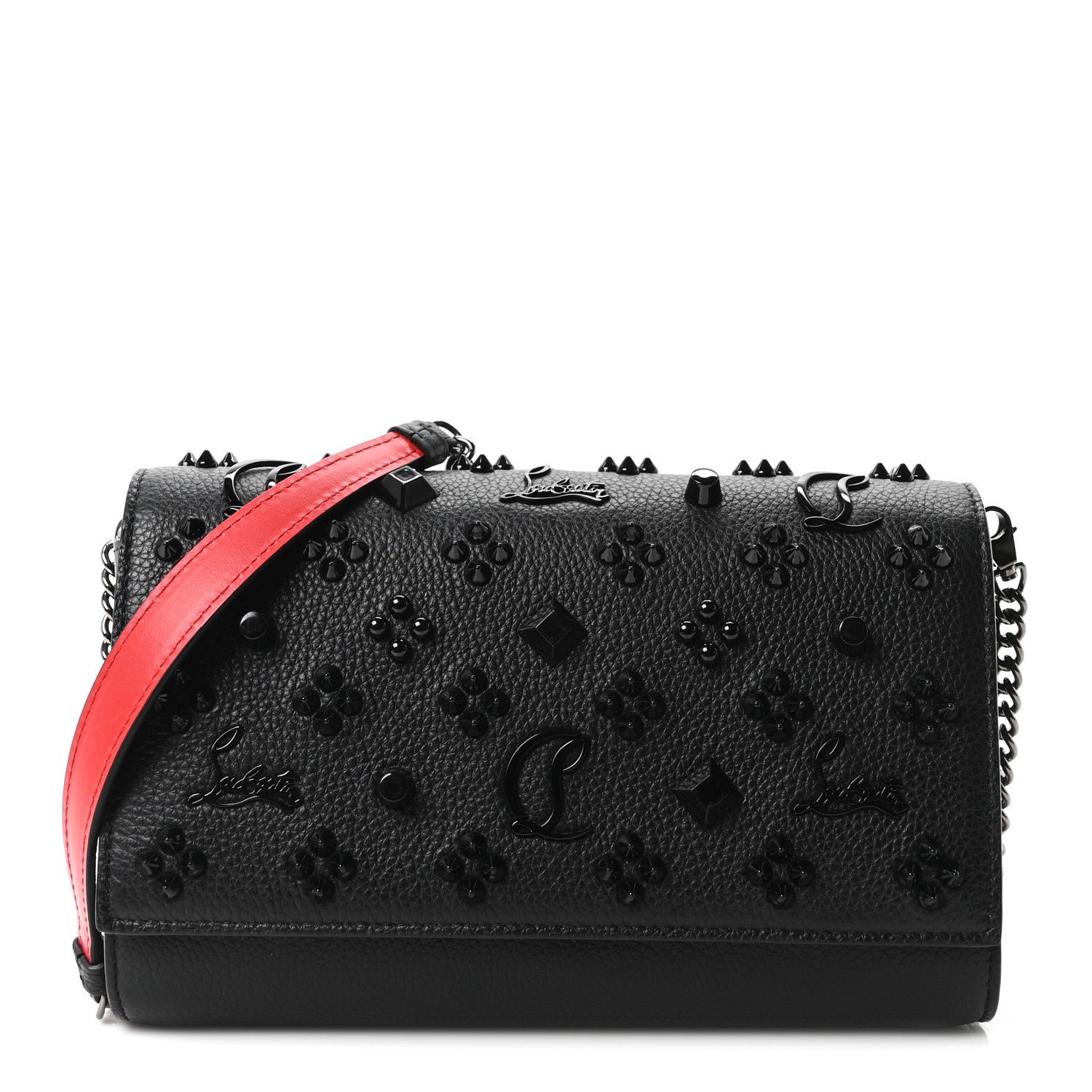 Christian Louboutin Christian Louboutin Calfskin Spikes Loubinthesky Paloma Clutch Black