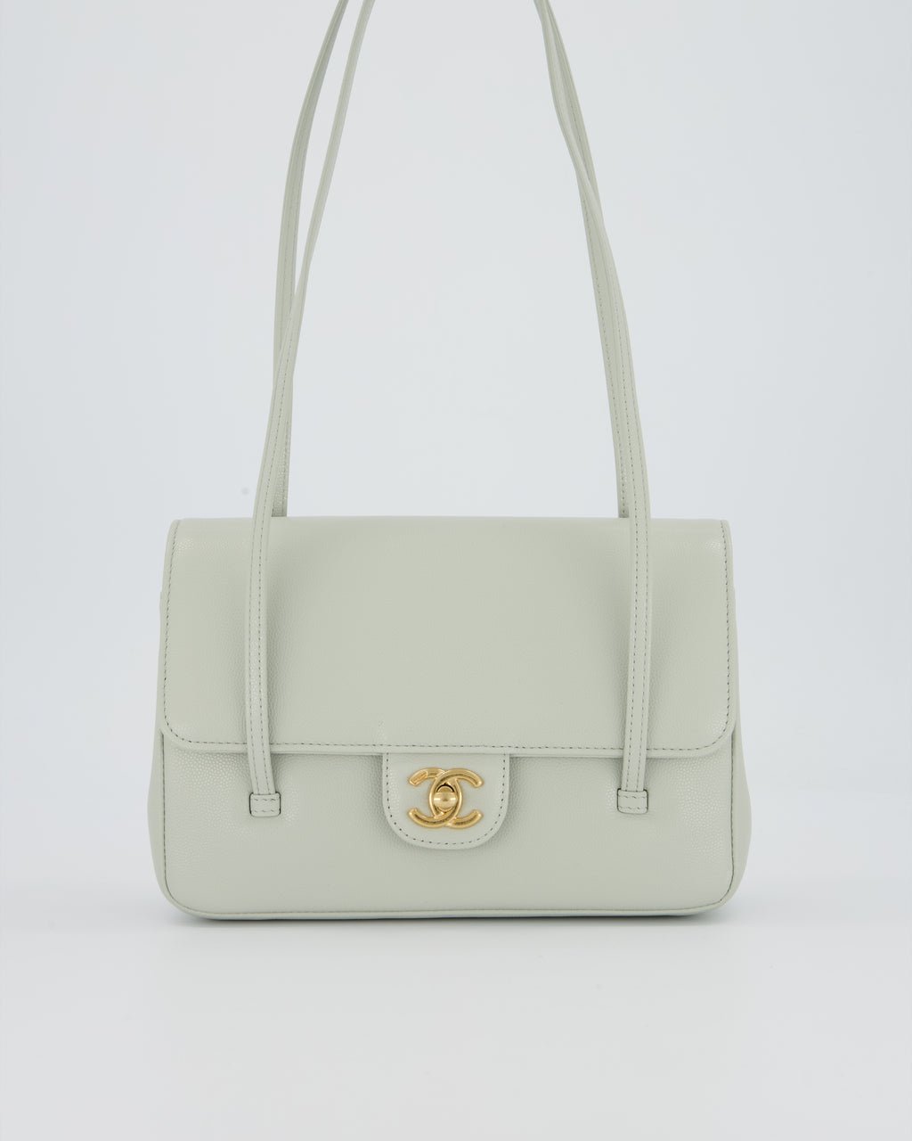 *RARE* Chanel 26P Preppy Coco Small Flap Bag in Light Blue Caviar Leather with Gold Hardware