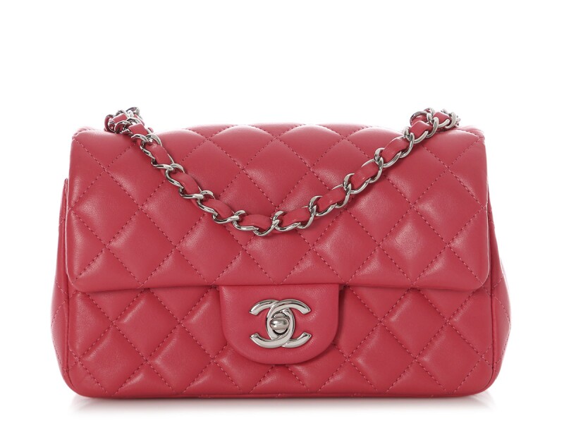 Chanel Pink Quilted Lambskin Mini Classic Flap Bag Silver Hardware, 2020
