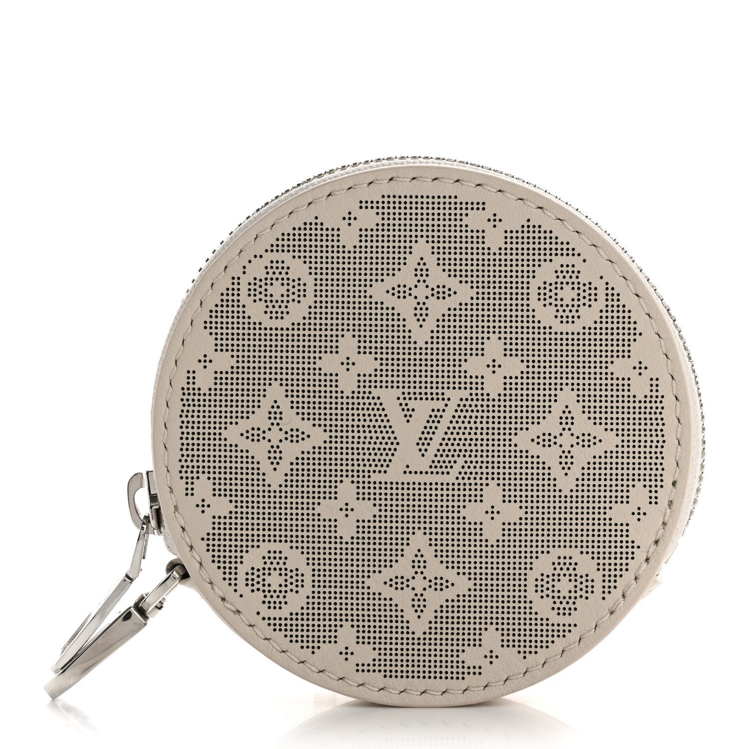 Louis Vuitton Perforated Mahina Round Coin Purse Gris