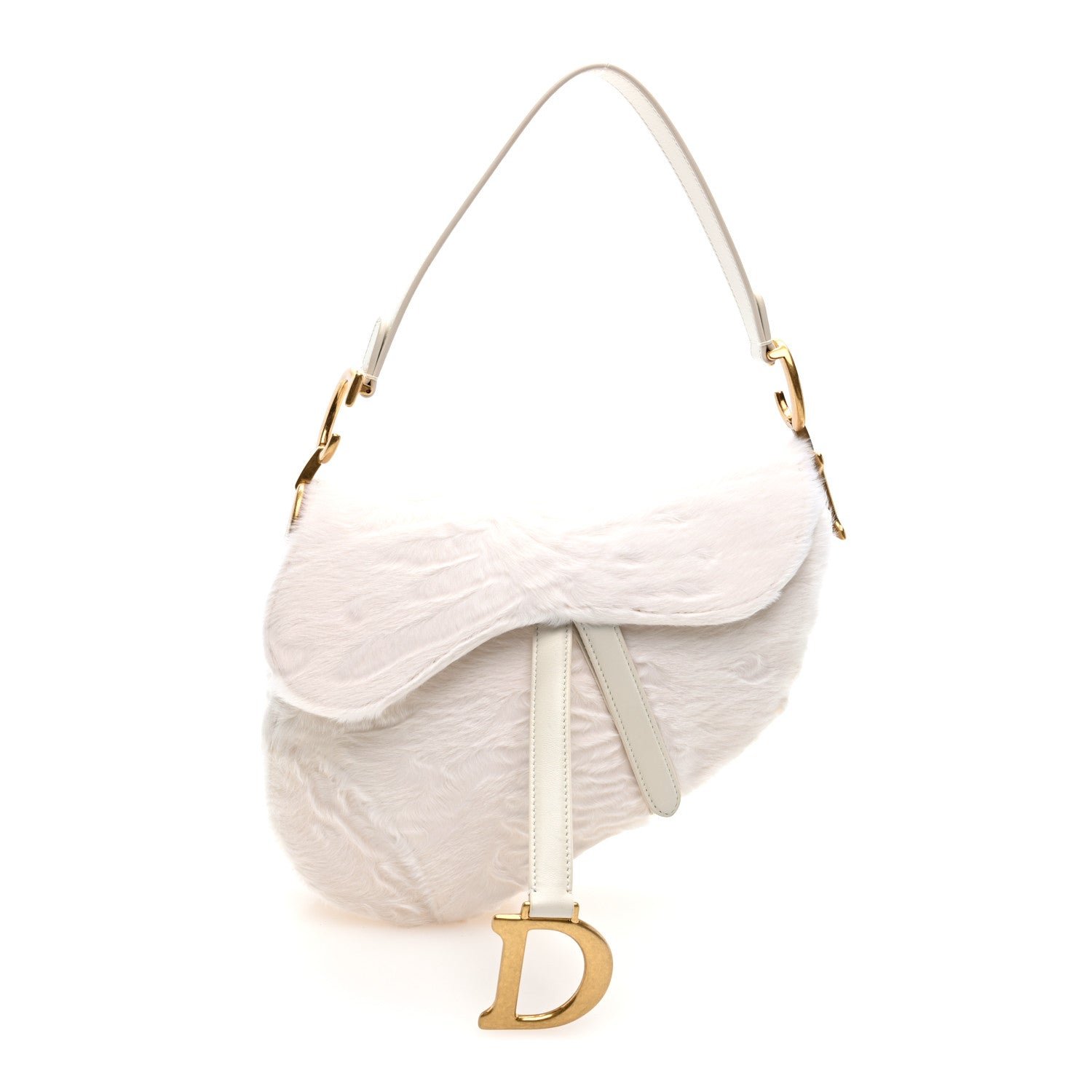 Dior Christian Dior Astrakhan Saddle Bag Off White