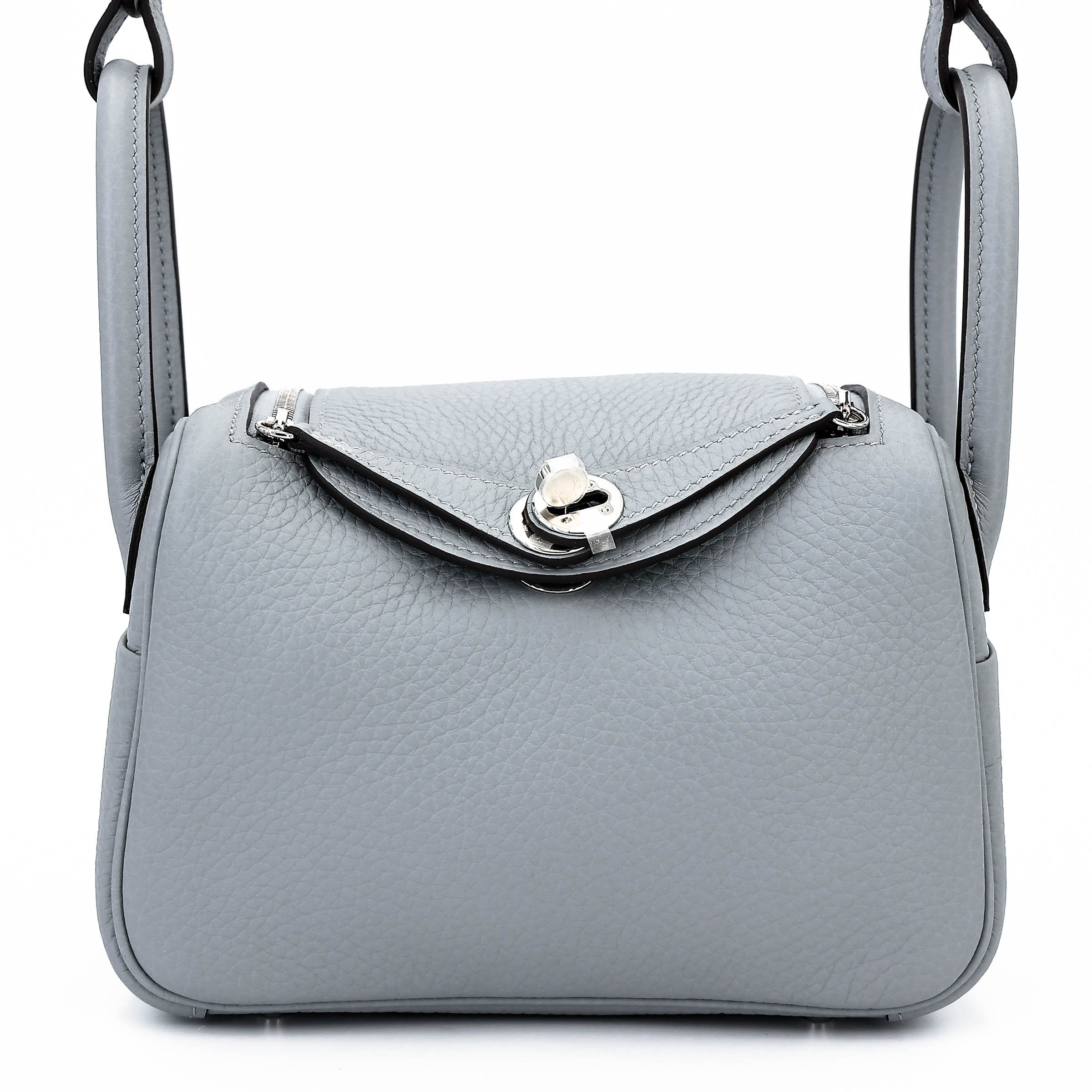 Brand New ( Rank N ) HERMÈS Mini Lindy II Gris Pantin (P0) Clemence Palladium hardware G (2026)