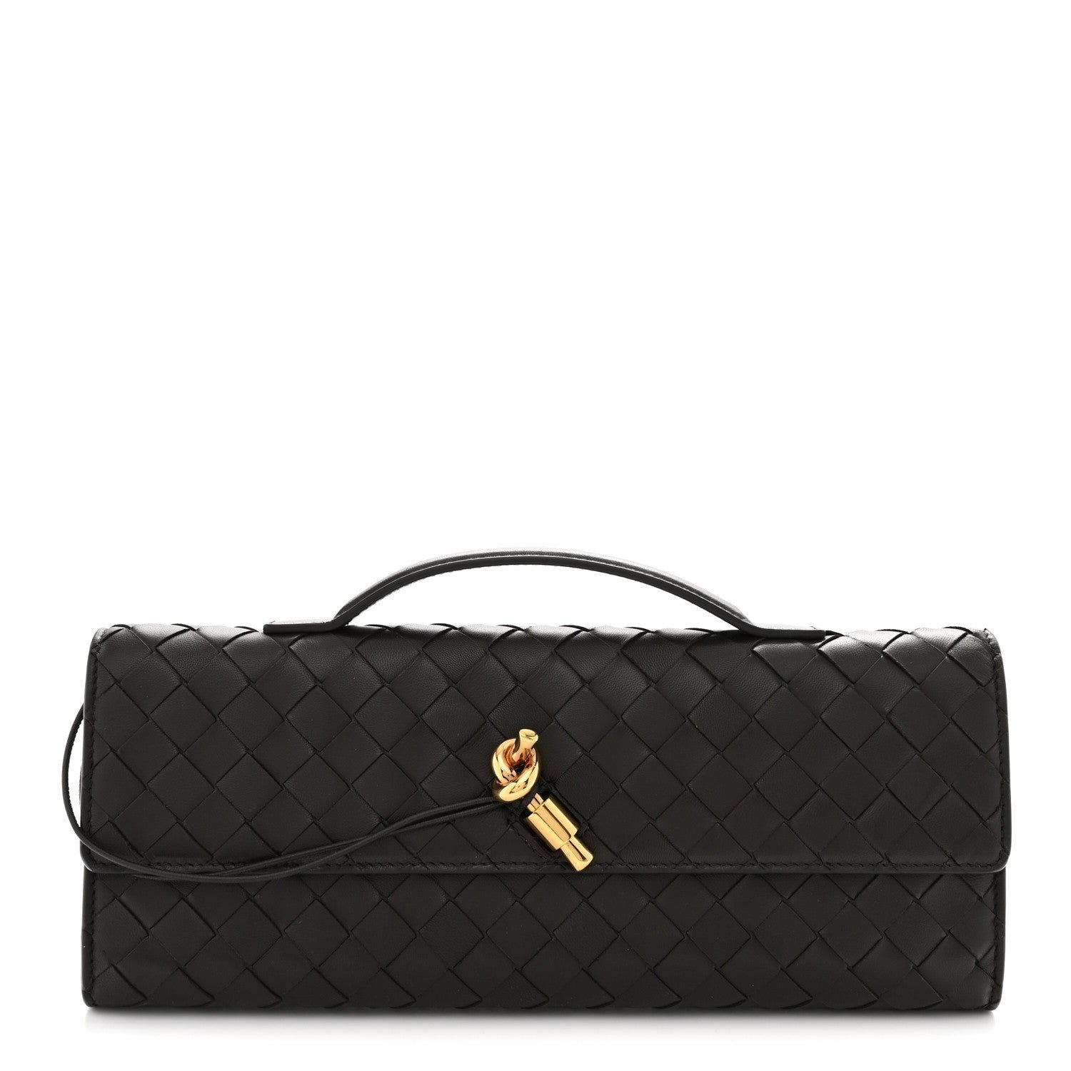 Nappa Intrecciato Long Andiamo Top Handle Clutch Fondant