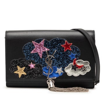 Calf Leather Calfskin Cloud Star Applique Classic Monogram Kate Tassel Wallet on Chain