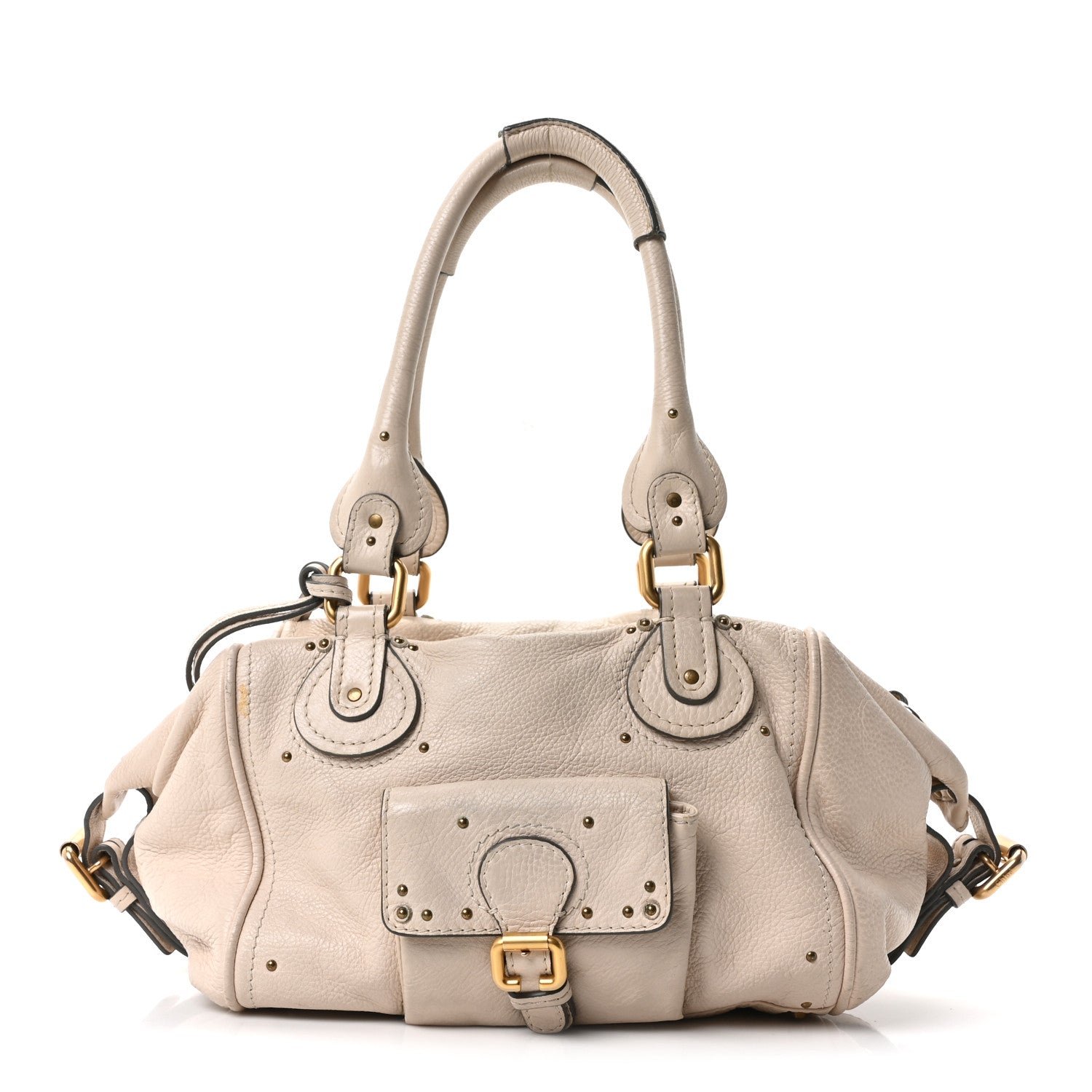 Chloe Calfskin Paddington Front Pocket Tote Creme