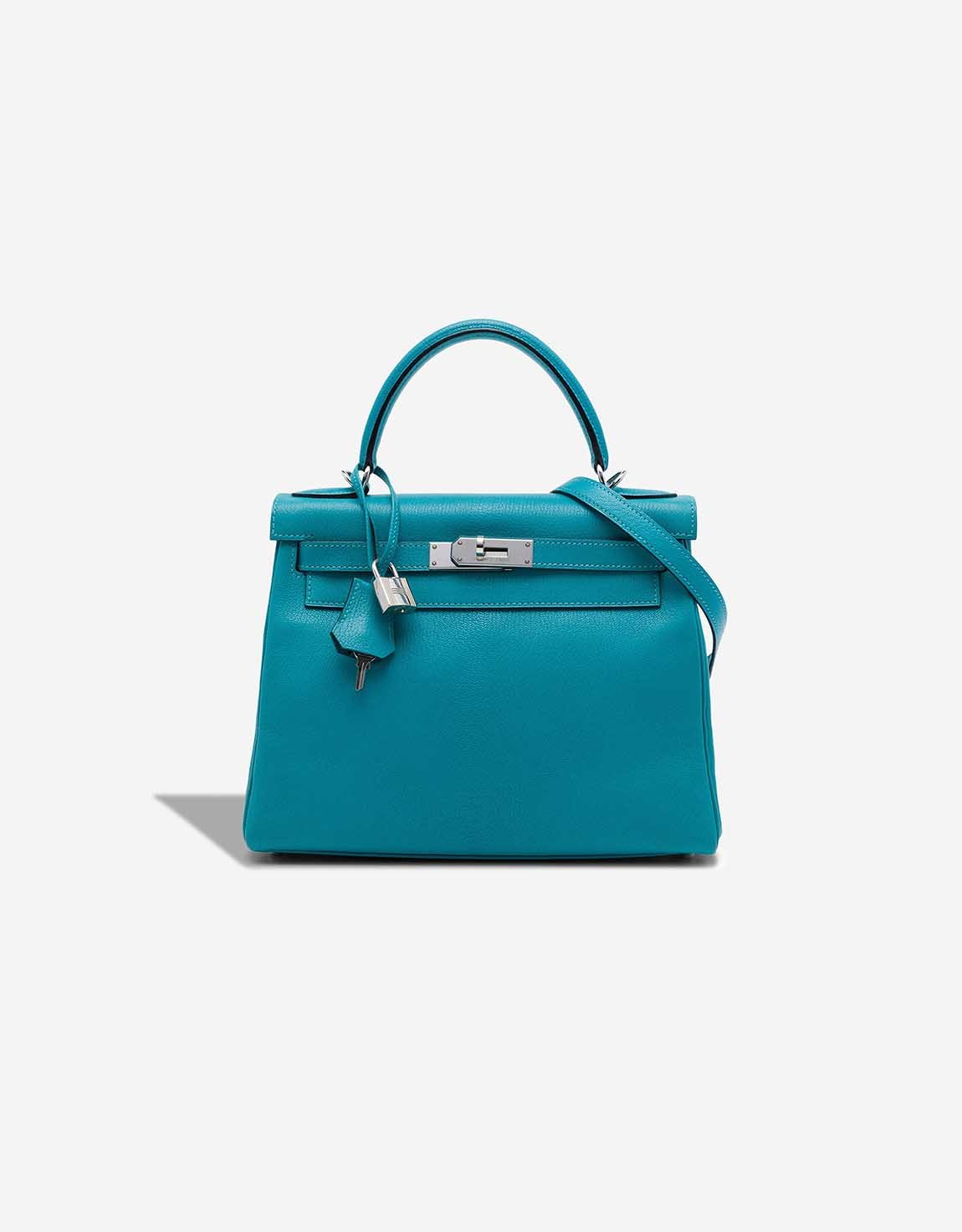 Hermes 
		Kelly 28 Chèvre Mysore Turquoise    